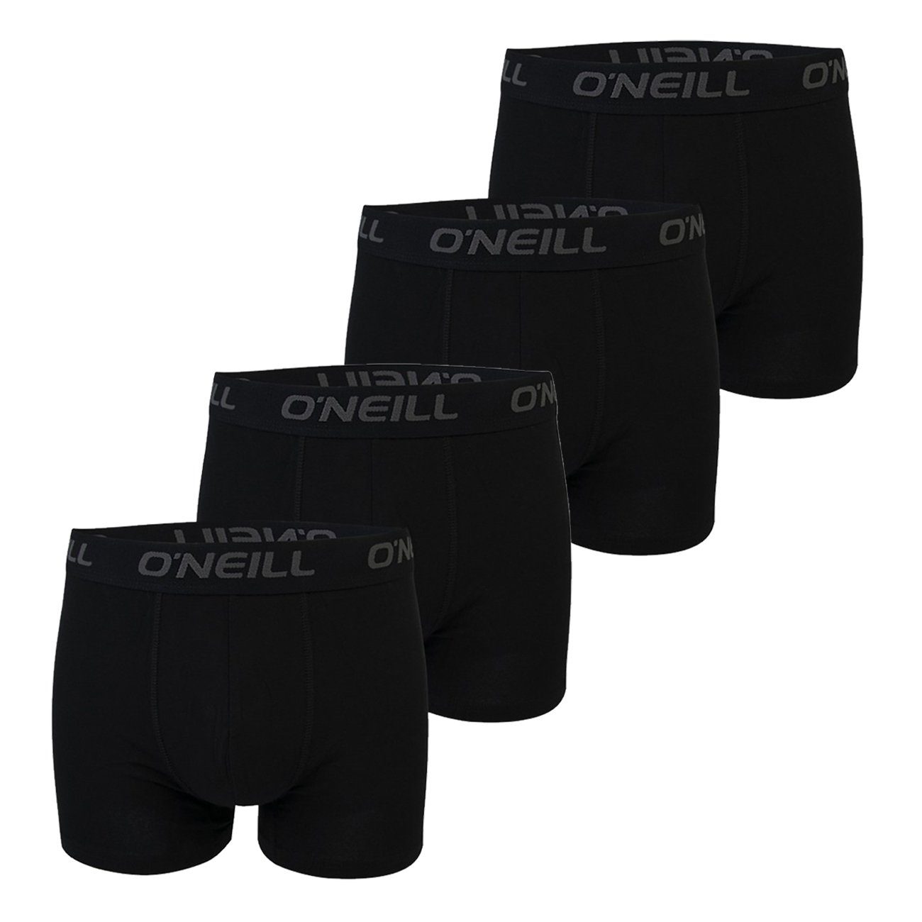 O'Neill Boxershorts Men boxer Black plain Webbund (6969P) mit Multipack (4-St) 4x Logo O'Neill