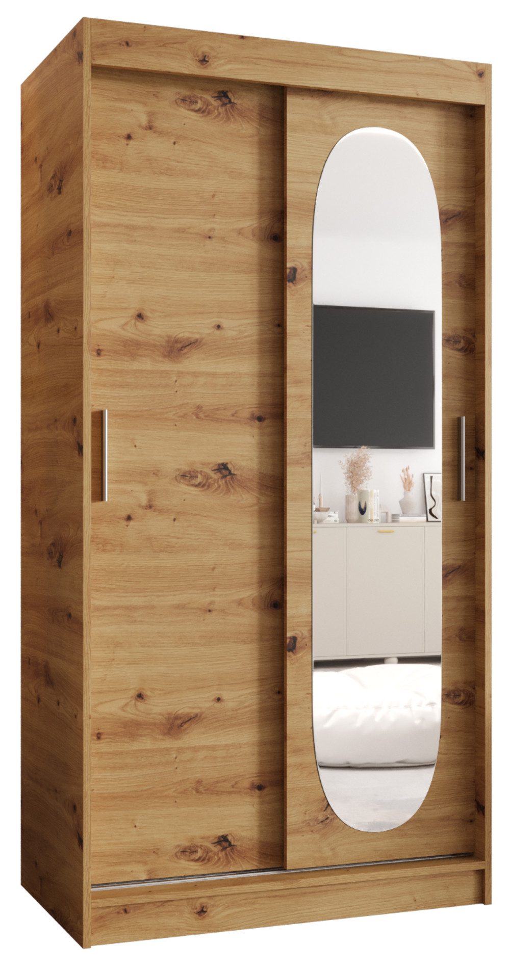 MOEBLO Schwebetürenschrank ROSALIA (Moderner Kleiderschrank mit Spiegelfront, Viel Stauraum, BIMAK Schiebesystem, In 5 Farben & 6 Größen, Schrank Garderobe Schiebtüren Schlafzimmer) 100 /120/150/180/200/250x200x62 cm
