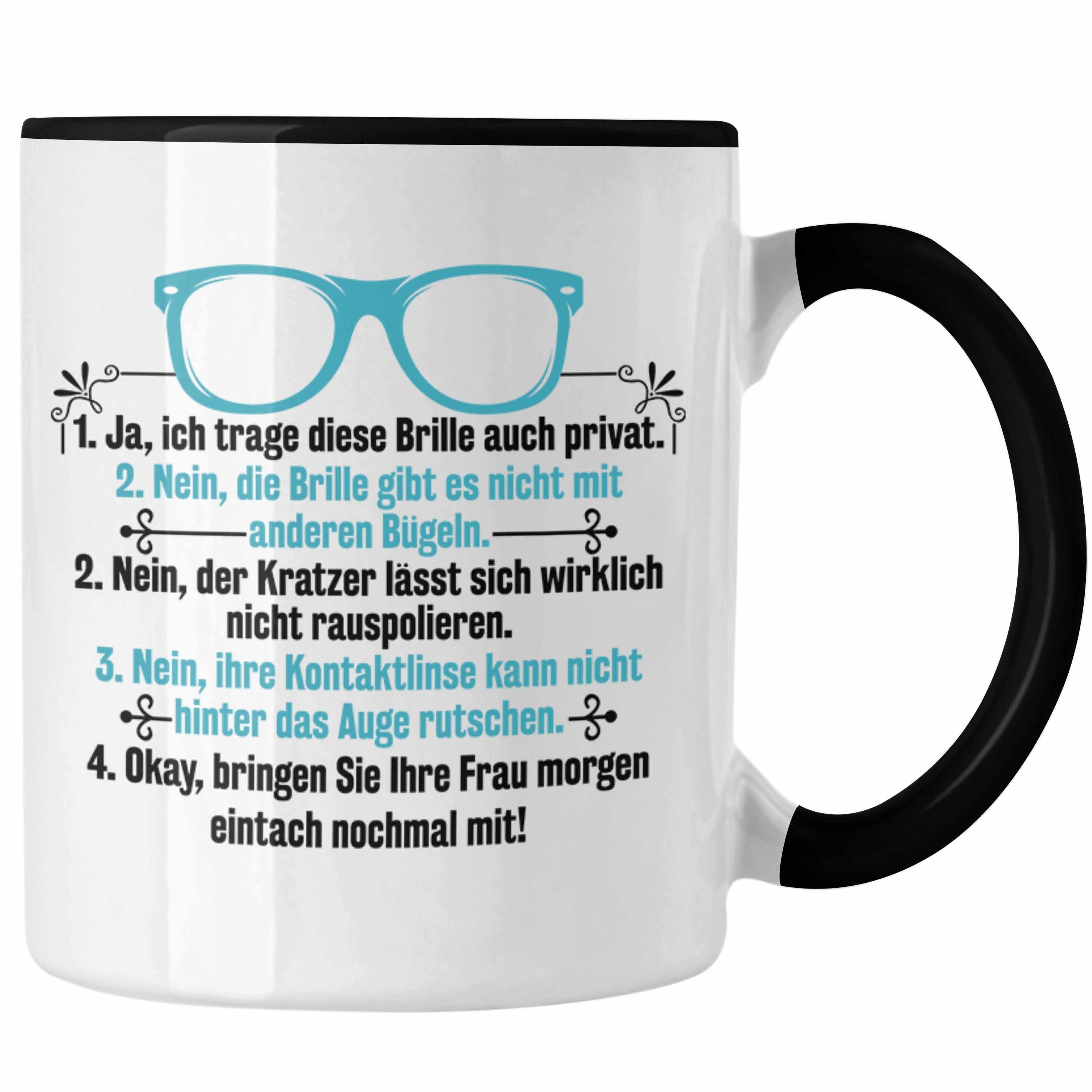 Trendation Tasse Trendation - Lustiger Augenoptiker Brillenverkäufer Optiker Spruch Geschenkidee Schwarz Tasse Geschenk