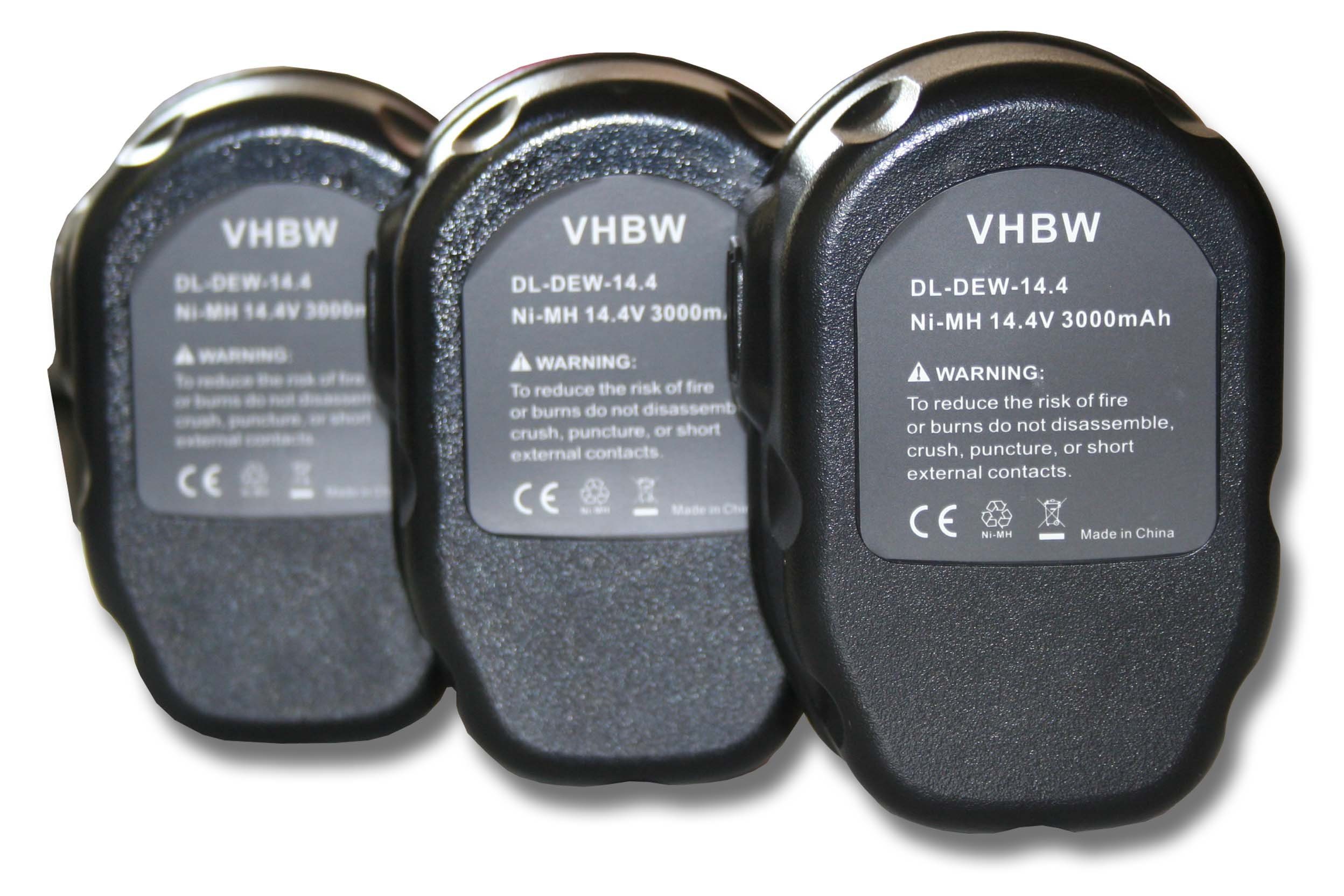 vhbw Akku passend für Kompatibel mit DeWalt DW992K-2, DW994KQ, DW996K-2, DW996KQ Elektrowerkzeug (3000mAh, 14,4V, NiMH) 3000 mAh