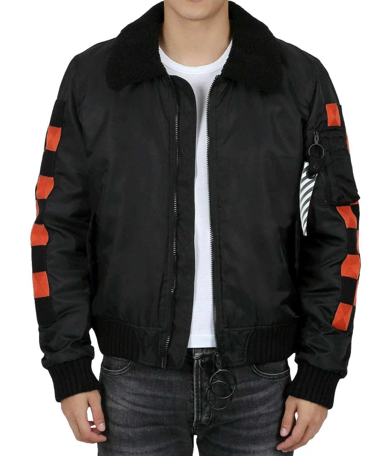 OFF-WHITE Bomberjacke Checker College Blouson Bomber College Jacke Hochwertige italienische Применитьung mit Liebe zum Detail