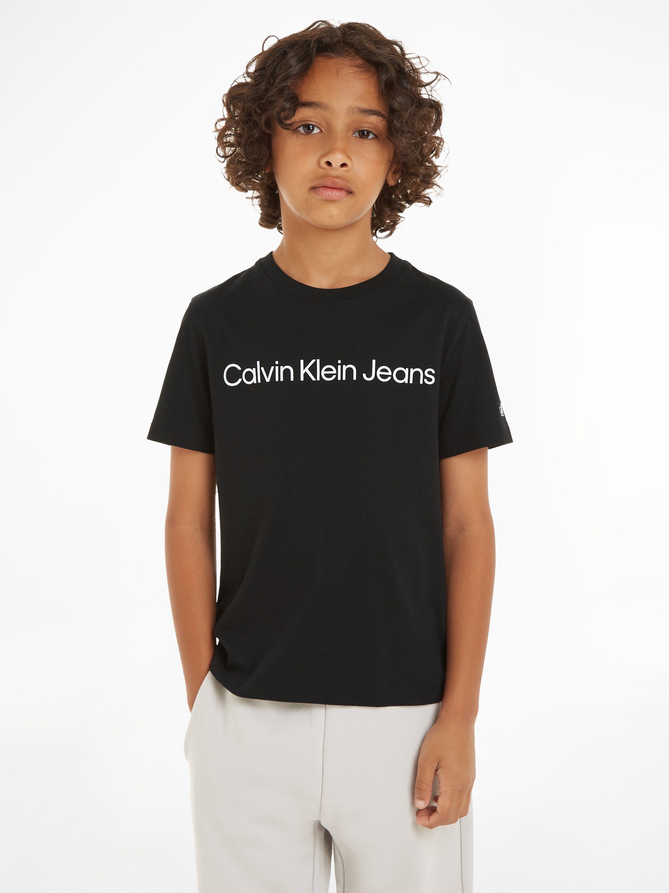Calvin Klein T-SHIRT mit INST. Sweatshirt SS Ck Logoschriftzug LOGO Jeans Black
