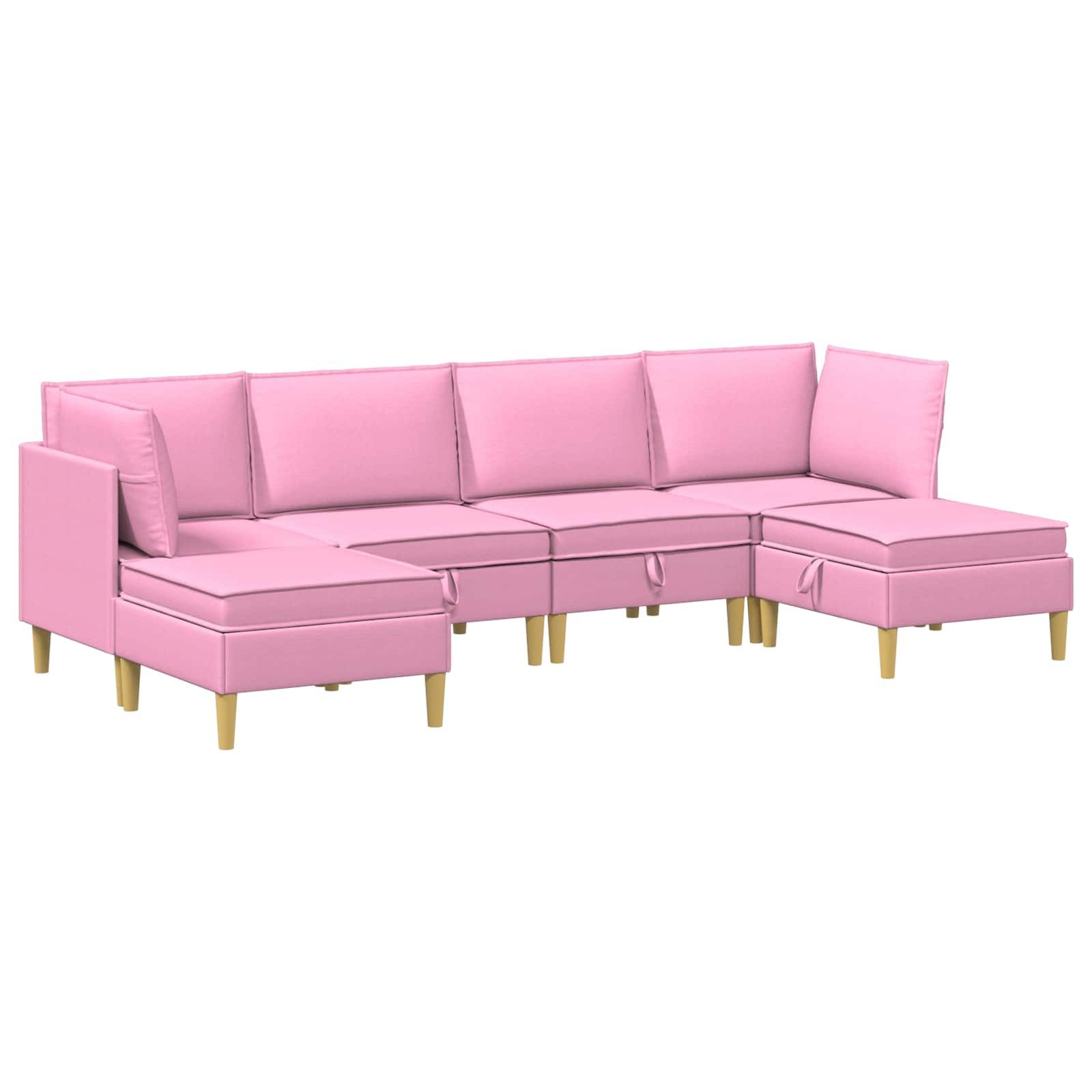 vidaXL Sitzgruppe Modular Sofa Set mit Stauraum 6 stk. Rosa Stoff, (6-tlg)