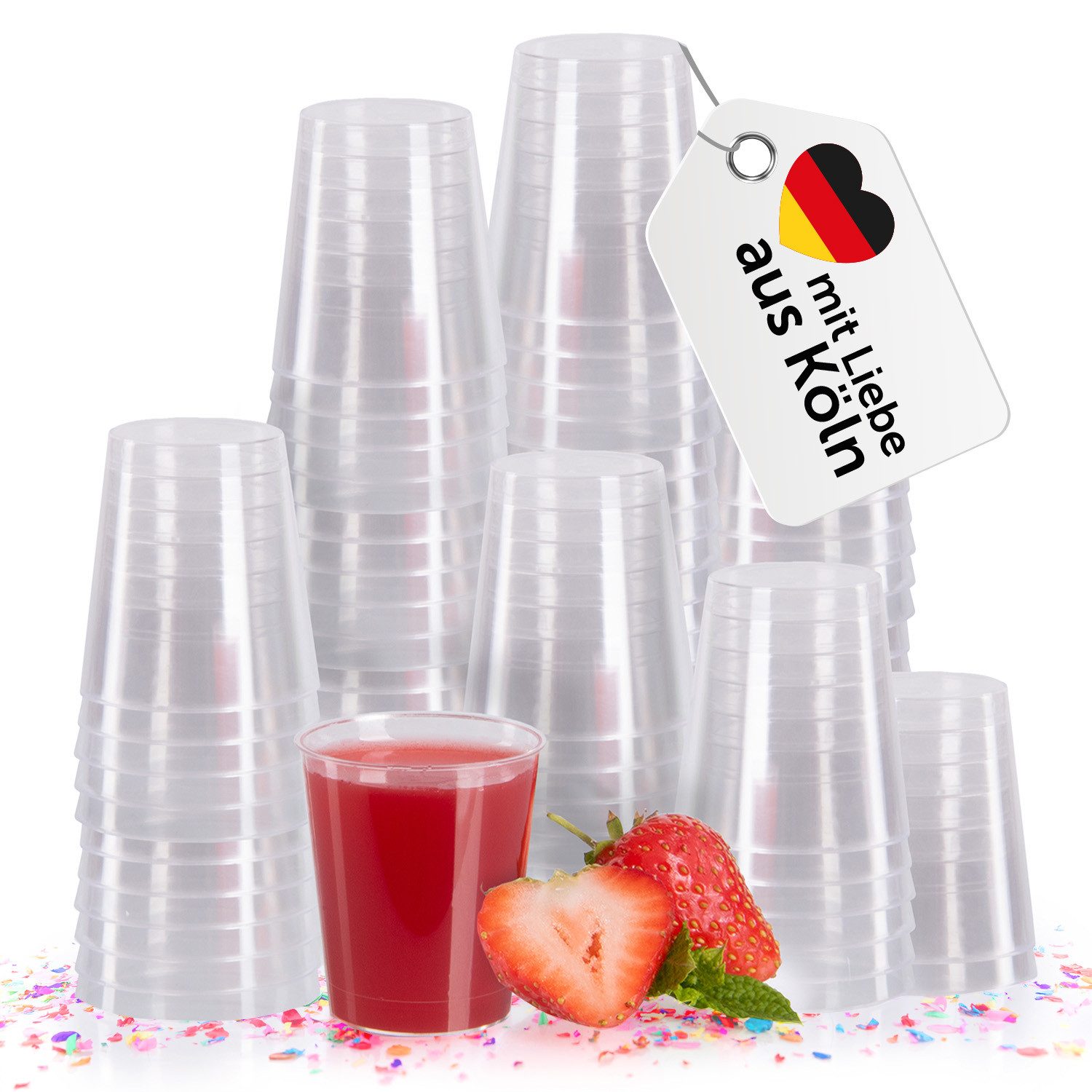 Vivaloo Schnapsglas Wiederverwendbare, 100-tlg., Kunststoff, 2cl mit Eichstrich / Spülmaschinengeeignet