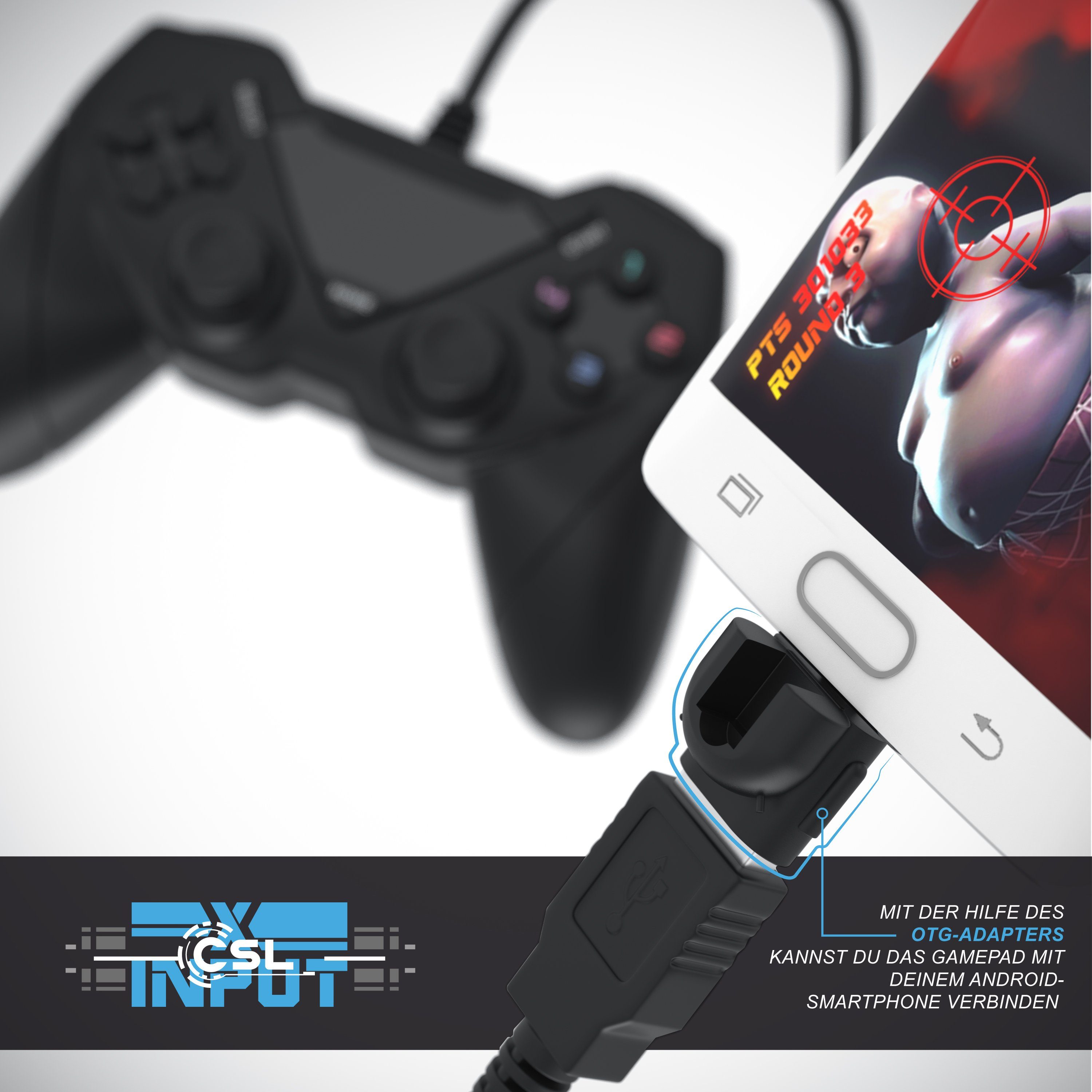 CSL PlayStation-Controller (1 St., USB Controller für Android, PC / PS3 / Direct-Input / X-Input)