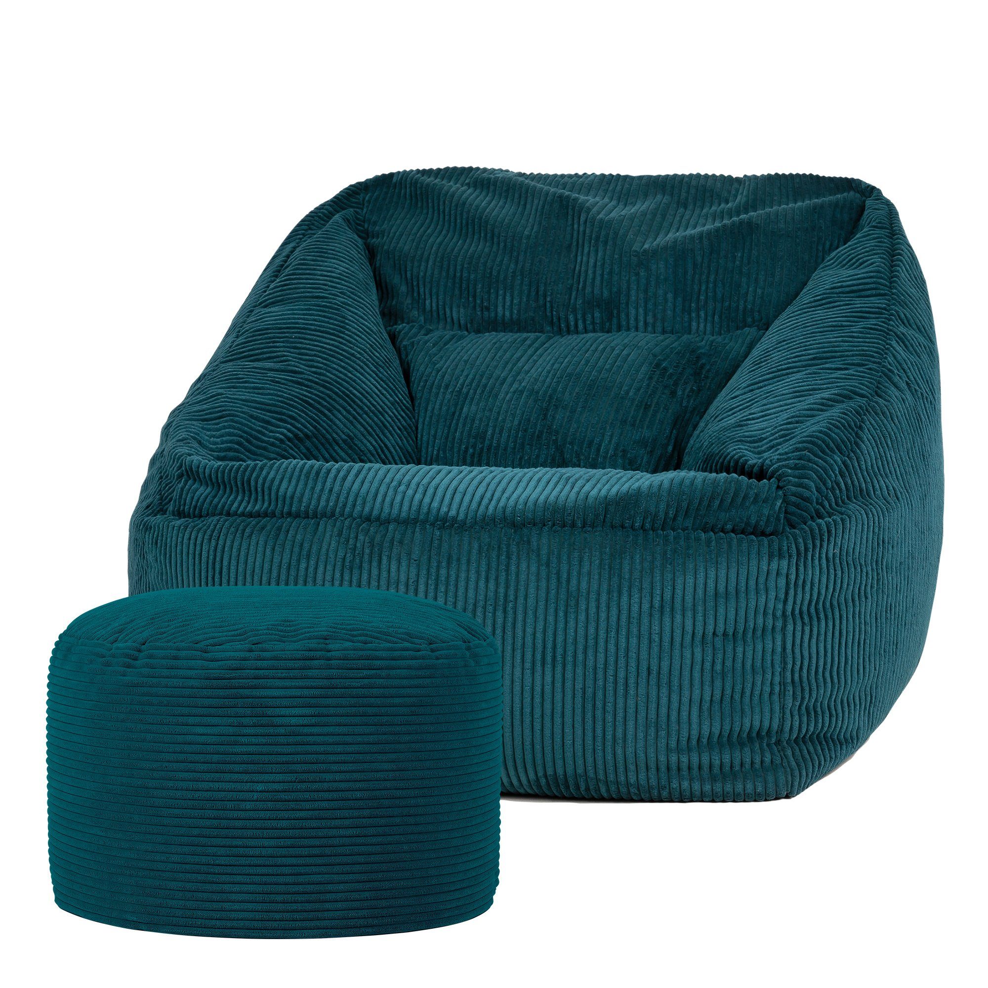 icon Sitzsack Riesen Sitzsack Sessel aus Cord „Morgan“ mit Sitzpouf