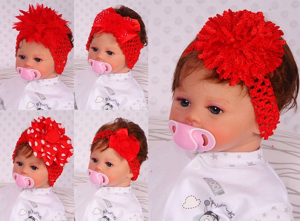 Stirnband Stirnband Kopfband Baby und Kinder ab 0Mon Kopfschmuck in Rot elastisch Rosa Nr.11