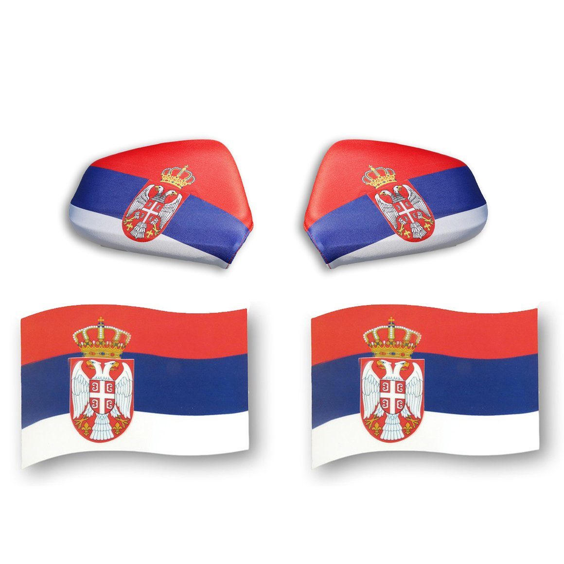 Sonia Originelli Fahne Fan-Paket Serbien Serbia Auto Außenspiegelflagge Magnete Fahren, Magnete: 3D-Effekt