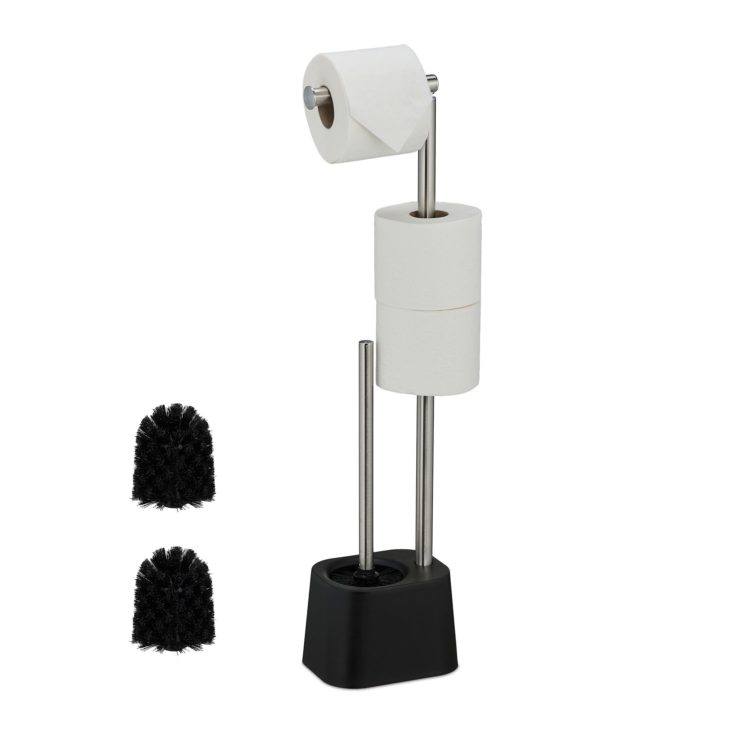 relaxdays WC-Garnitur Edelstahl, schwarz günstig online kaufen