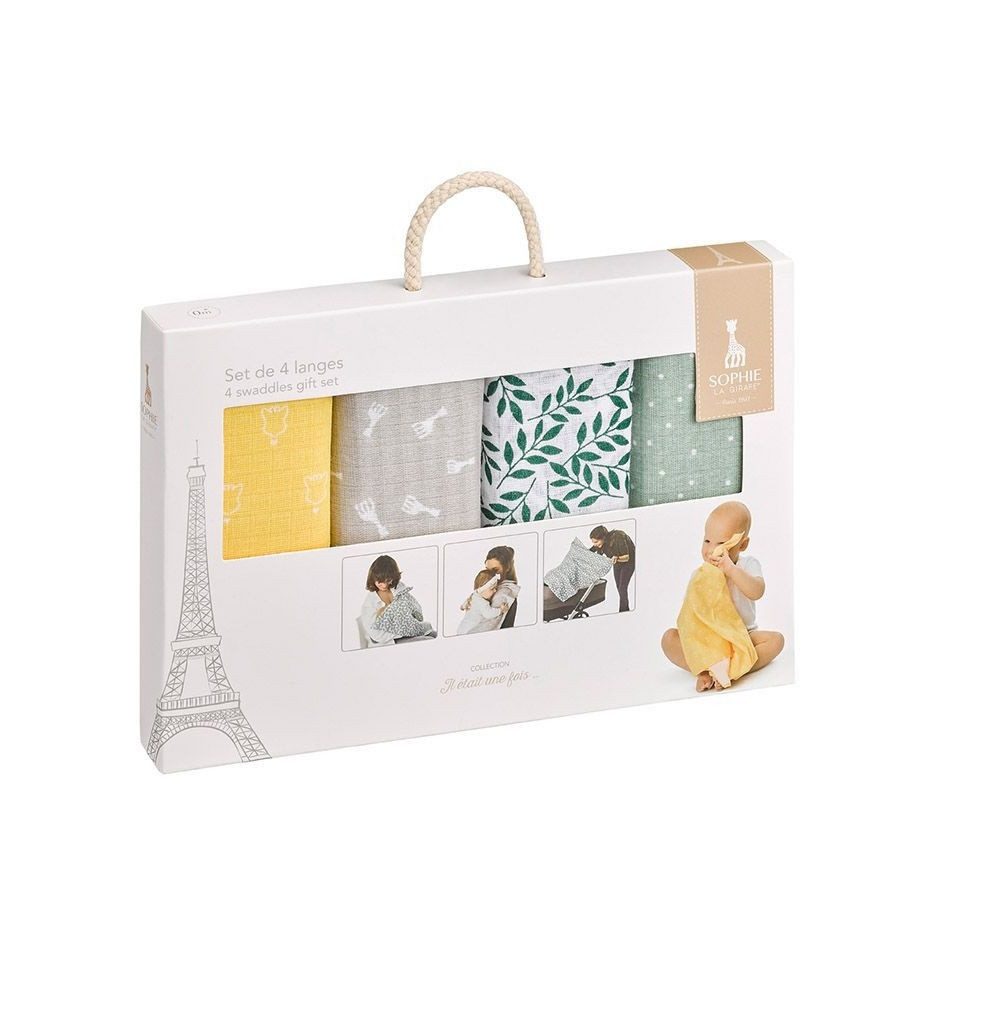 Vulli Spucktuch Sophie la girafe Mullwindel Spucktuch Set, (4-tlg), im Geschenkkarton