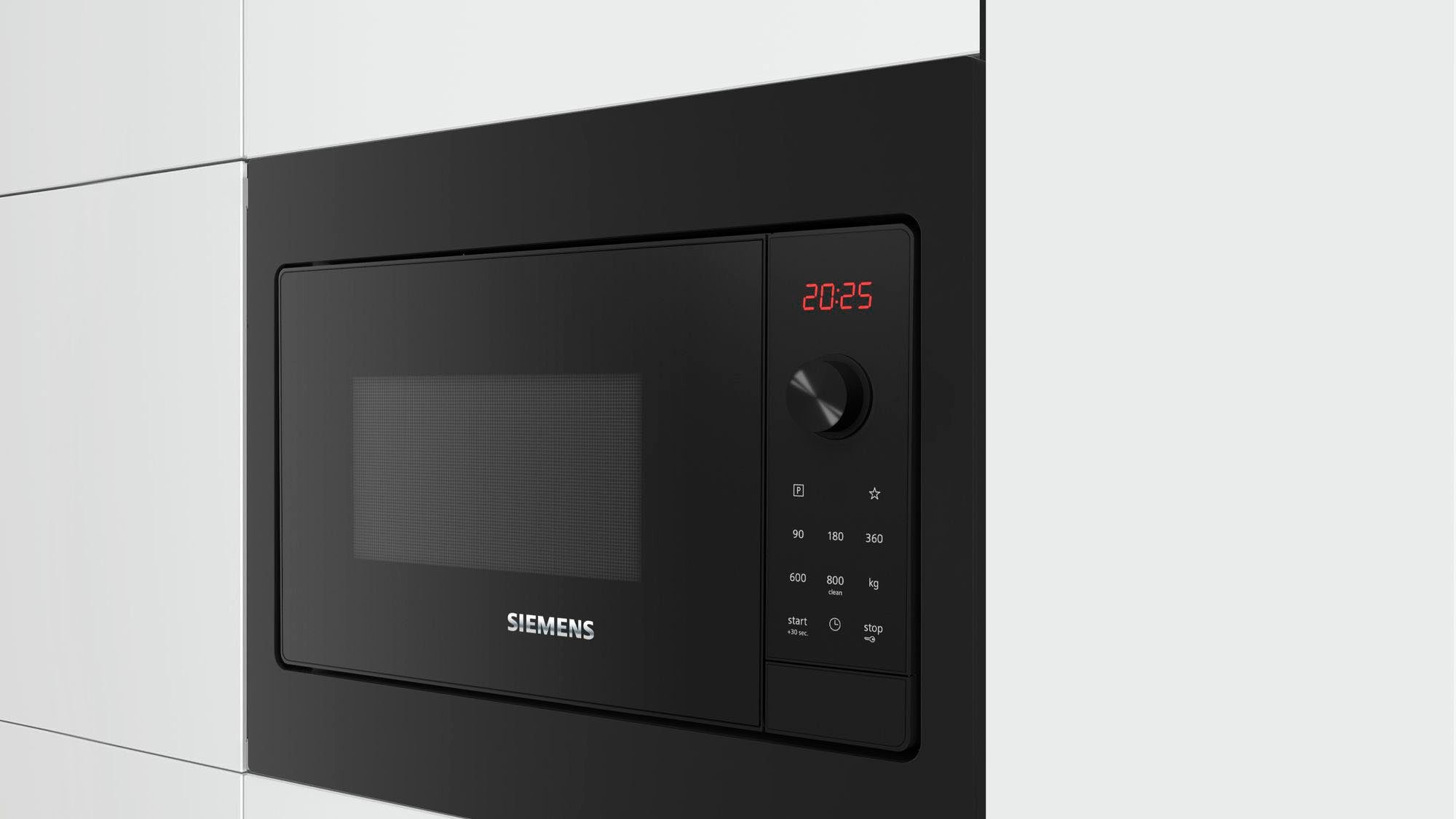 SIEMENS Einbau-Mikrowelle BF523LMB3, Mikrowelle, 20 l, 50 cm breit - quickStart Funktion für schnelles & einfaches Aufwärmen