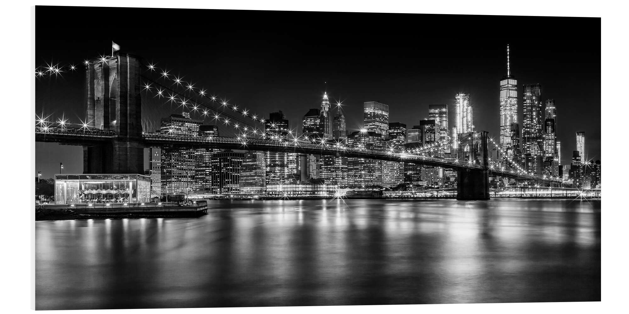 Posterlounge Forex-Bild Melanie Viola, Skyline von New York bei Nacht I, Wohnzimmer Fotografie