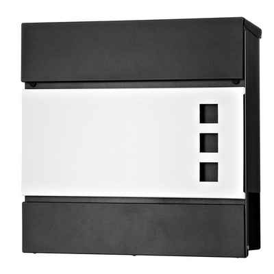 Mucola Briefkasten Briefkasten Wandbriefkasten Mailbox schwarz Weiß Design Postkasten (Stück, Premium-Briefkasten)