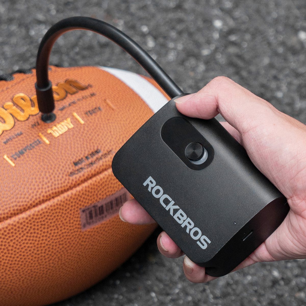 ROCKBROS Akku-Handkompressor L1 Mini, max. 4,5 bar, 1-tlg., Kompakte Mini Akkupumpe mit 70 PSI Druckleistung