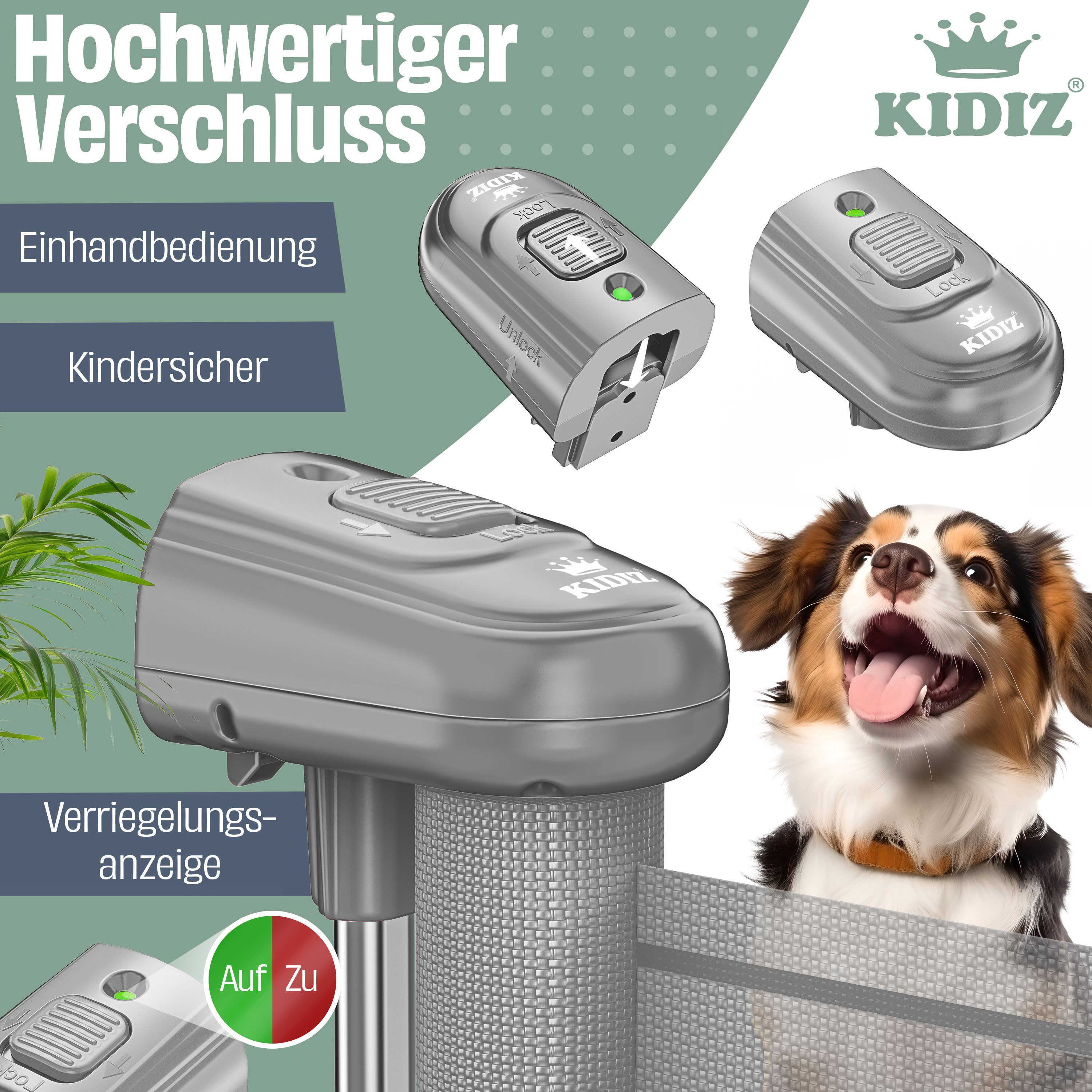 KIDIZ Türschutzgitter Treppenschutzgitter ausziehbar bis 140cm für Kinder, Babys & Haustiere (Schutzgitter für Treppen & Türen inkl. Bodenanker & Montagezubehör – Bild 3 von 5