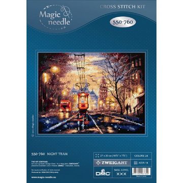 Magic Needle Kreativset Magic Needle Kreuzstich Set "Straßenbahn in der Nacht", (embroidery kit by Marussia)