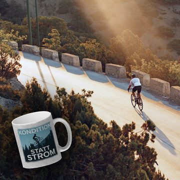 speecheese Tasse Kondition statt Strom Glitzer-Kaffeebecher für Fahrradfahrer