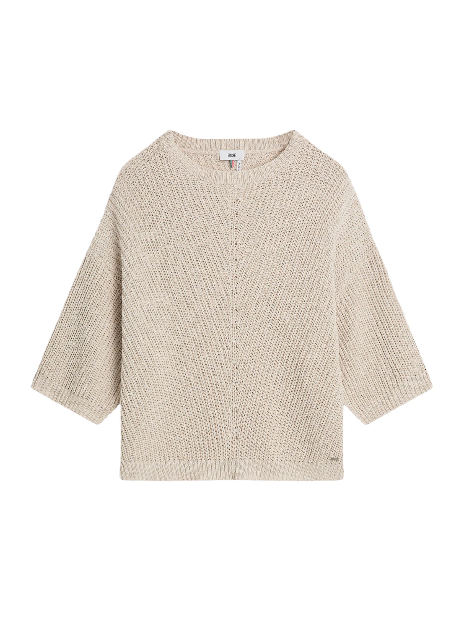 Cinque Strickpullover natur,Casual,Baumwolle,Strukturiert,Rundhals,7/8 Arm,Weit