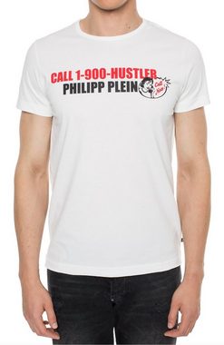 PHILIPP PLEIN T-Shirt Philipp Plein Platinium Cut CALL HUSTLER Logo Shirt Round Neck T-Shirt