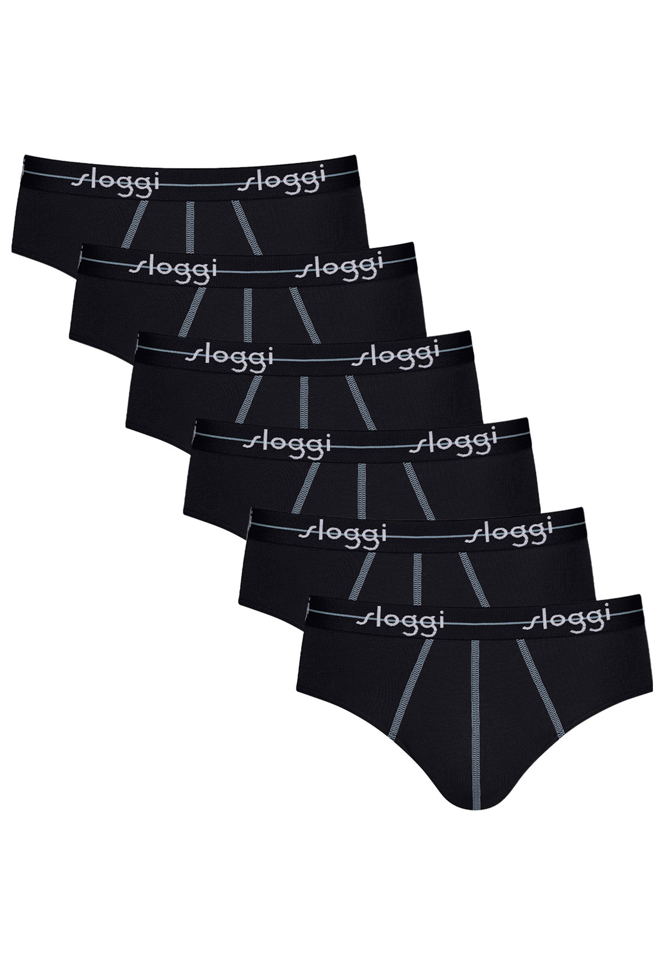 Sloggi Slip 6er Pack Start (Spar-Set, 6-St) Midi Slip / Unterhose - Baumwolle - Ohne Eingriff - Schwarz | Klassische Slips