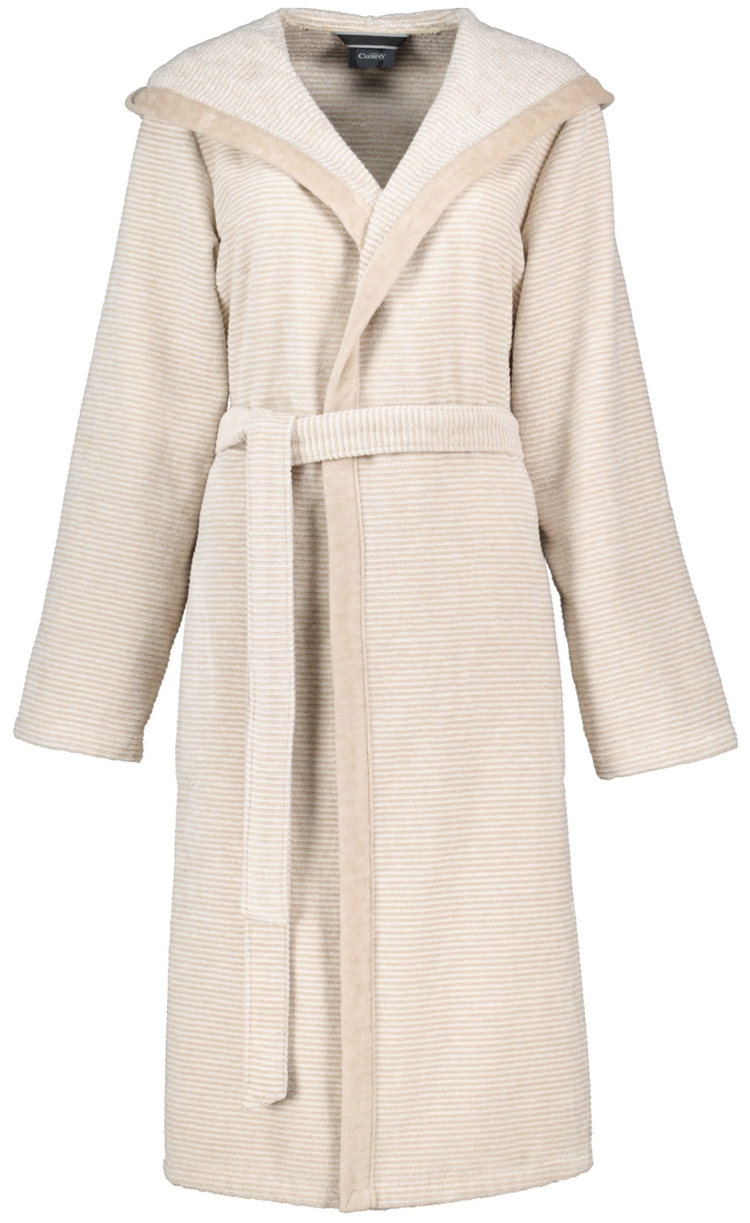 Cawö Damenbademantel, Langform, Baumwolle, Kapuze, Gürtel, mit Kapuze günstig online kaufen