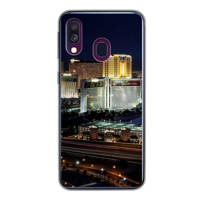 MuchoWow Handyhülle Stadt - Las Vegas - Nacht Handyhülle Samsung Galaxy A40 Smartphone-Bumper Print Handy