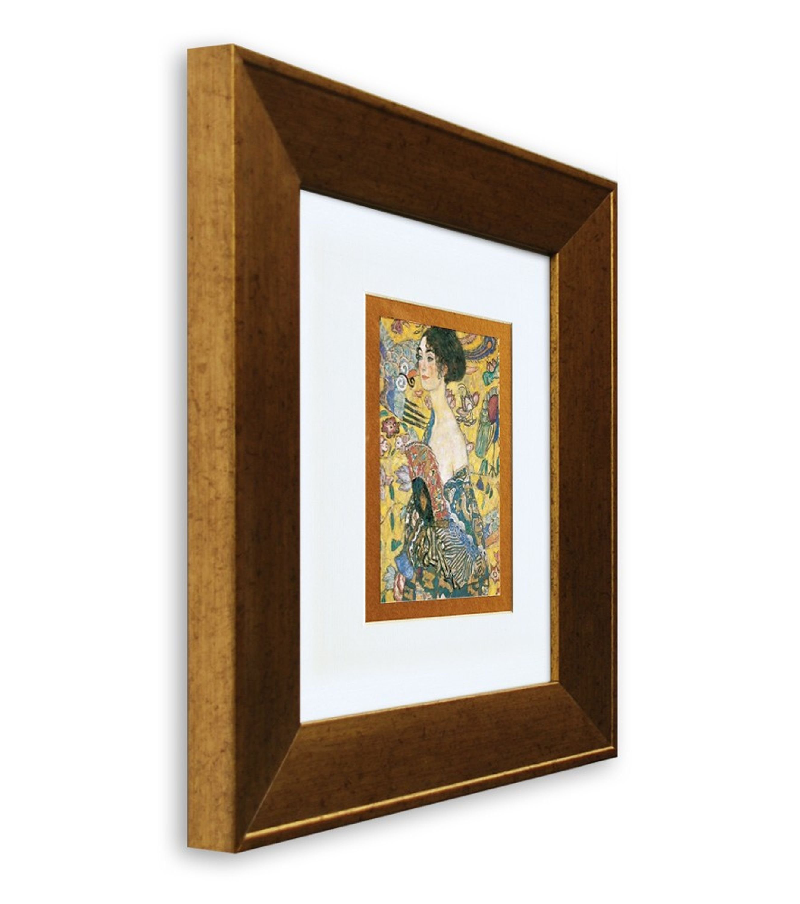 mit Rahmen Klimt: Klimt mit Rahmen gerahmt 41x36cm Dame Fächer Bild Wandbild, mit / Gustav artissimo / Poster Gustav Bild