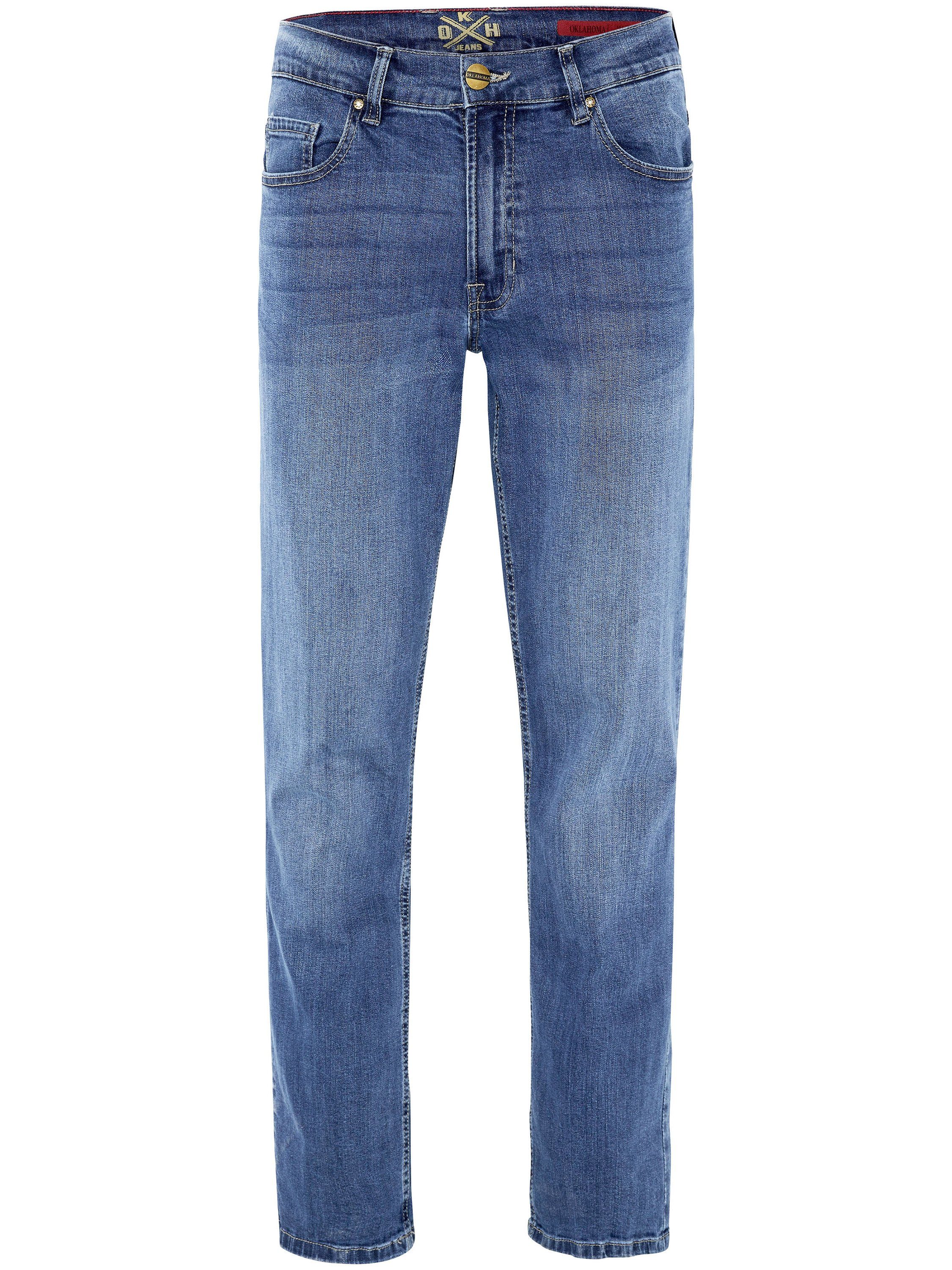 Oklahoma Jeans Straight-Jeans mit raffiniertem Schnitt (1-tlg) hellblau
