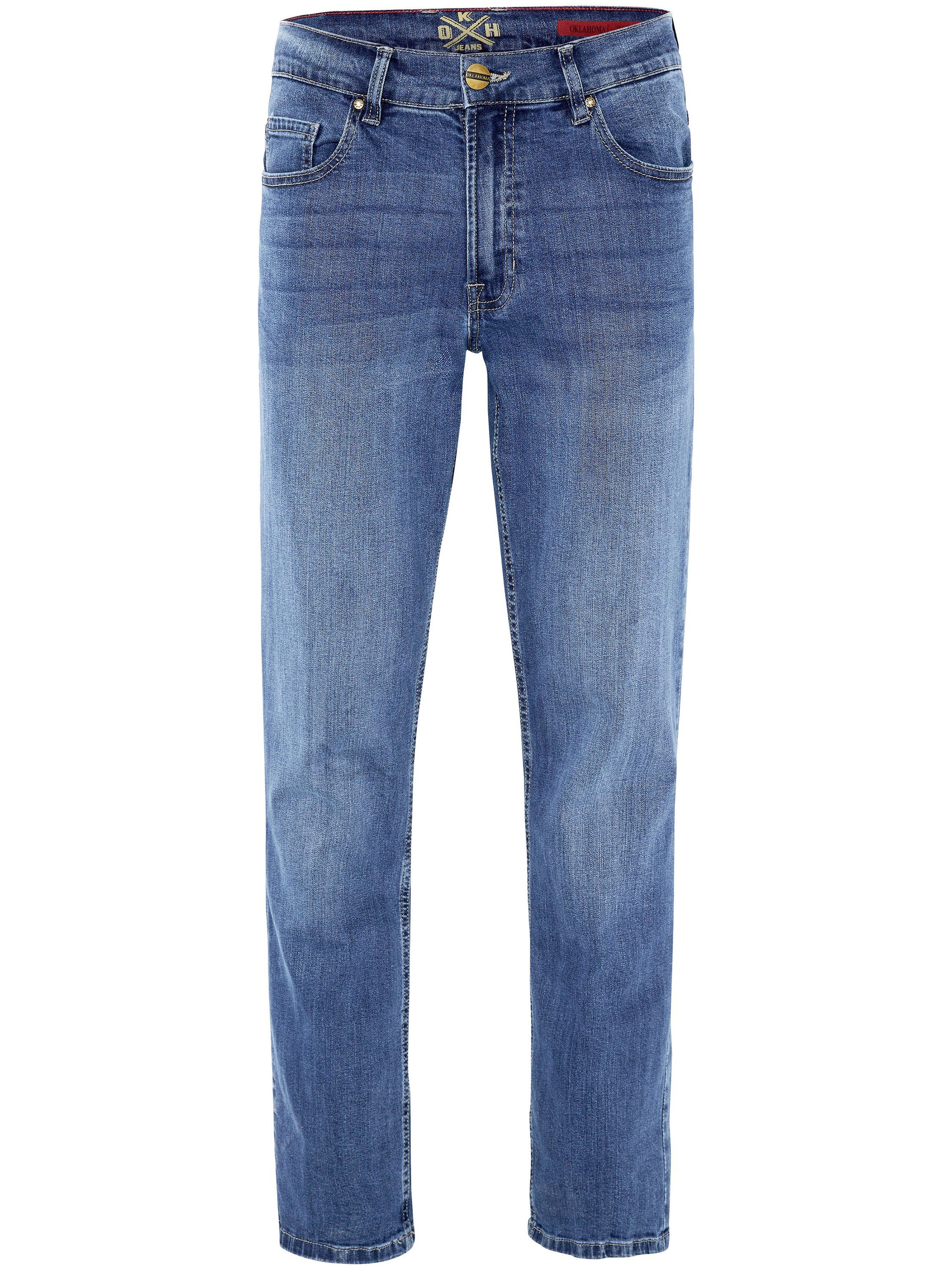 Oklahoma Straight-Jeans raffiniertem Jeans Schnitt (1-tlg) mit hellblau