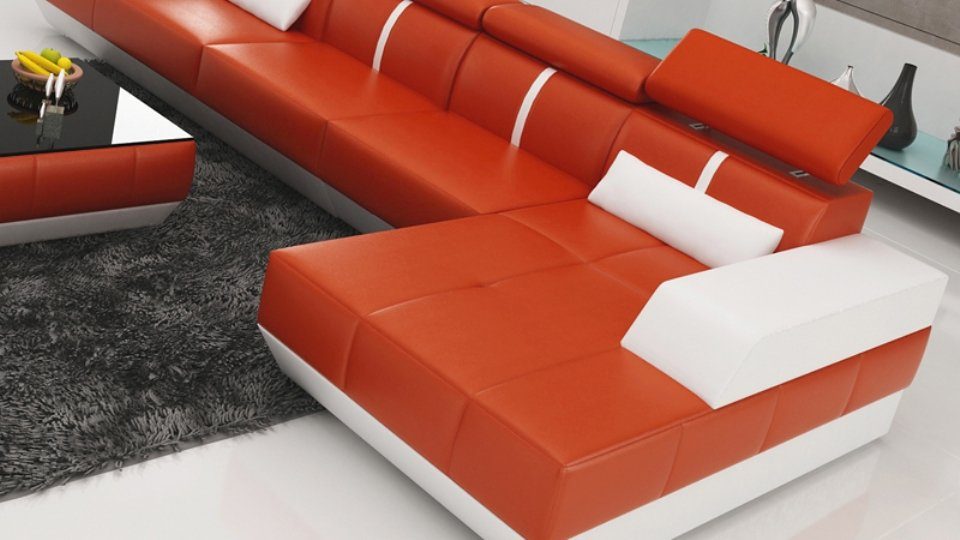 Couch L-Form Ledersofa Sofa Ecksofa Ecksofa, Modern Design Wohnlandschaft JVmoebel
