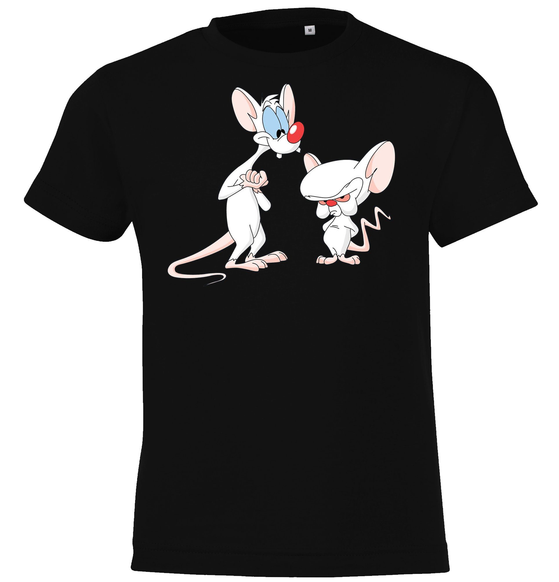 Youth Designz T-Shirt Kinder T-Shirt Modell Brain und Pinky mit witzigem Frontprint Schwarz