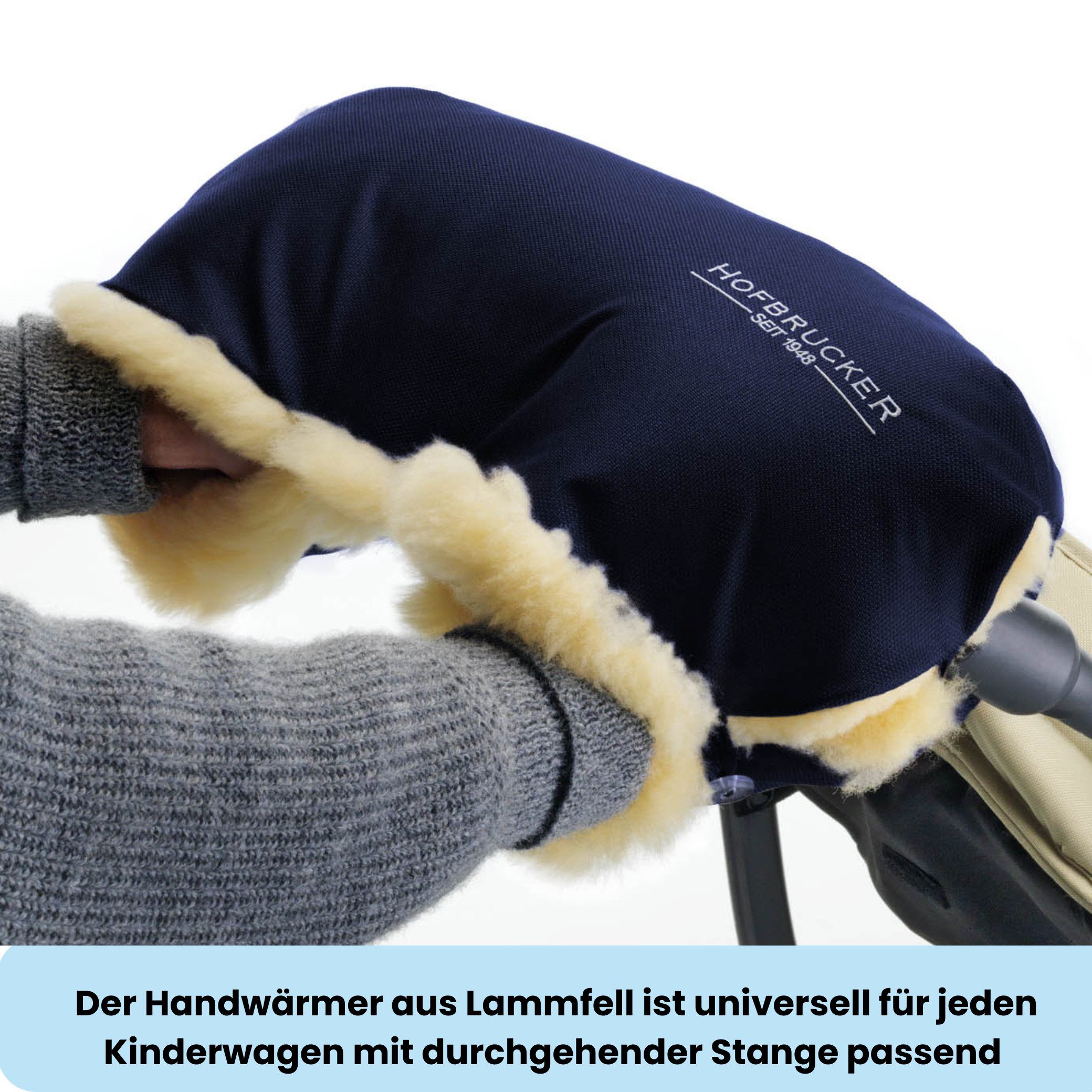 Hofbrucker seit 1948 Kinderwagen-Handwärmer Lammfell-Handwärmer für Kinderwagen, Kinderwagen Handschuhe atmungsaktiv wind- und wasserabweisend
