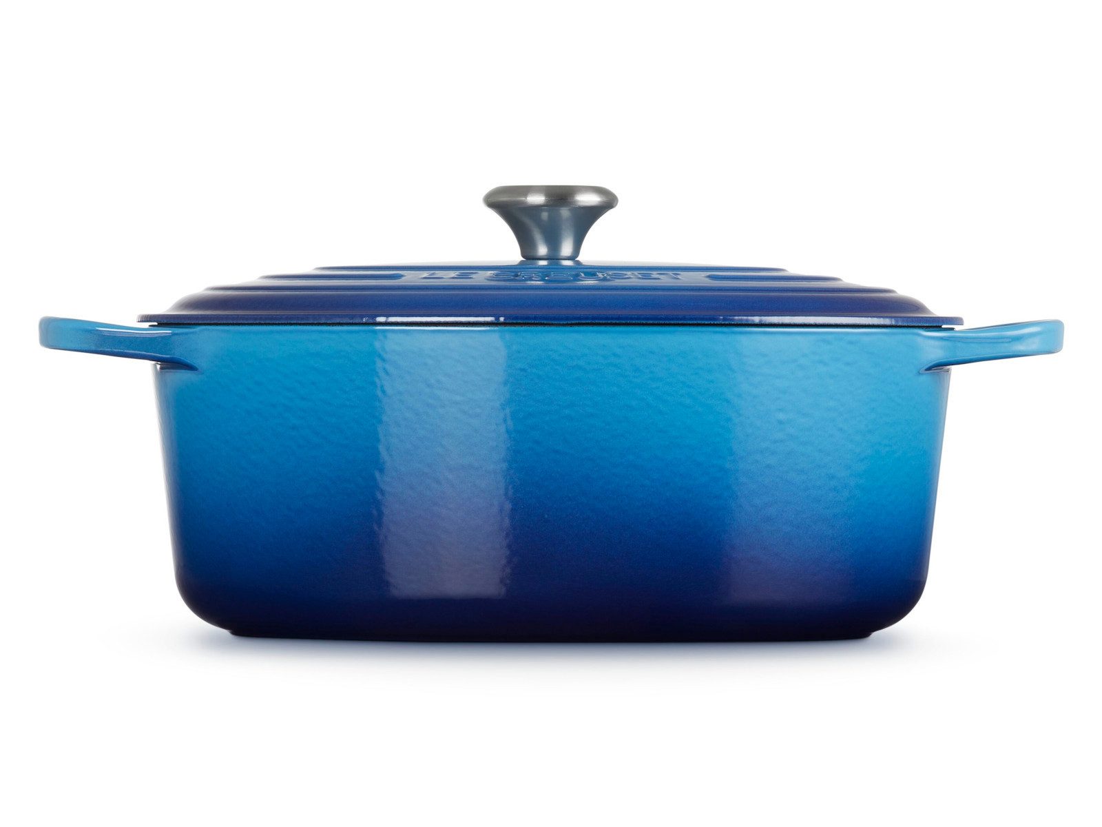 LE CREUSET Bräter Bräter Signature oval azure 33cm, Emailliertes Gusseisen