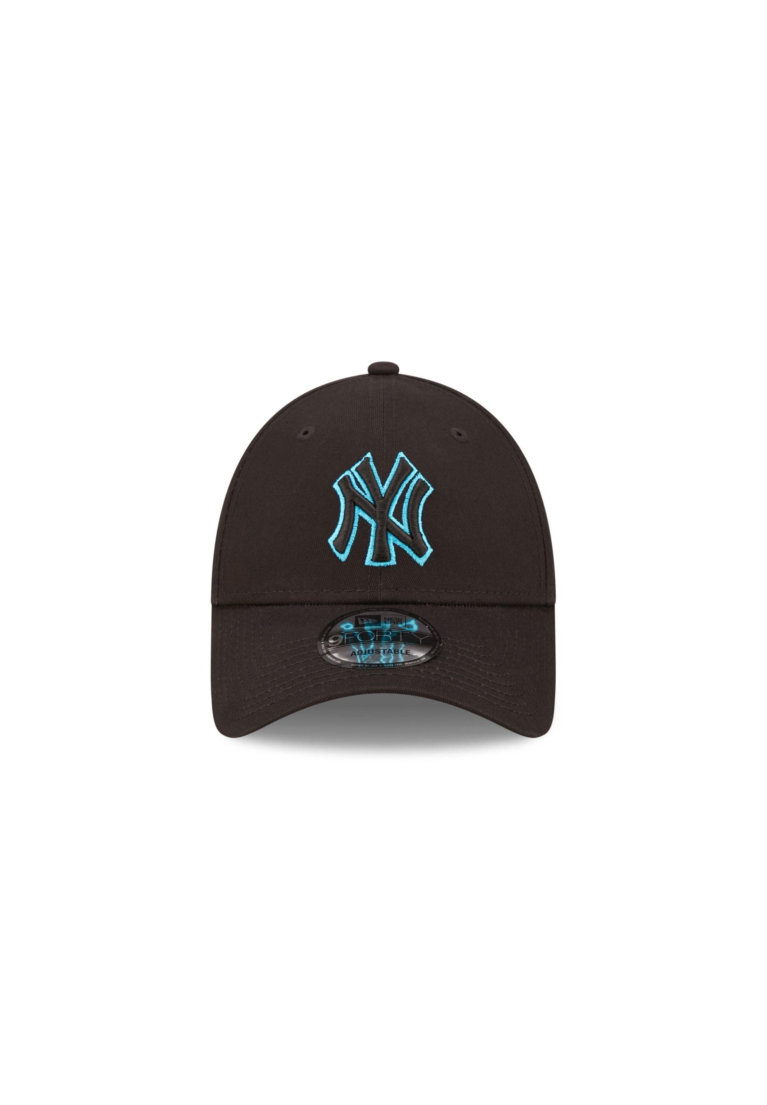 New Era Baseball Cap New York Yankees MLB Neon Outline Schwarz Neonblau 9Forty Verstellbare (1-St)