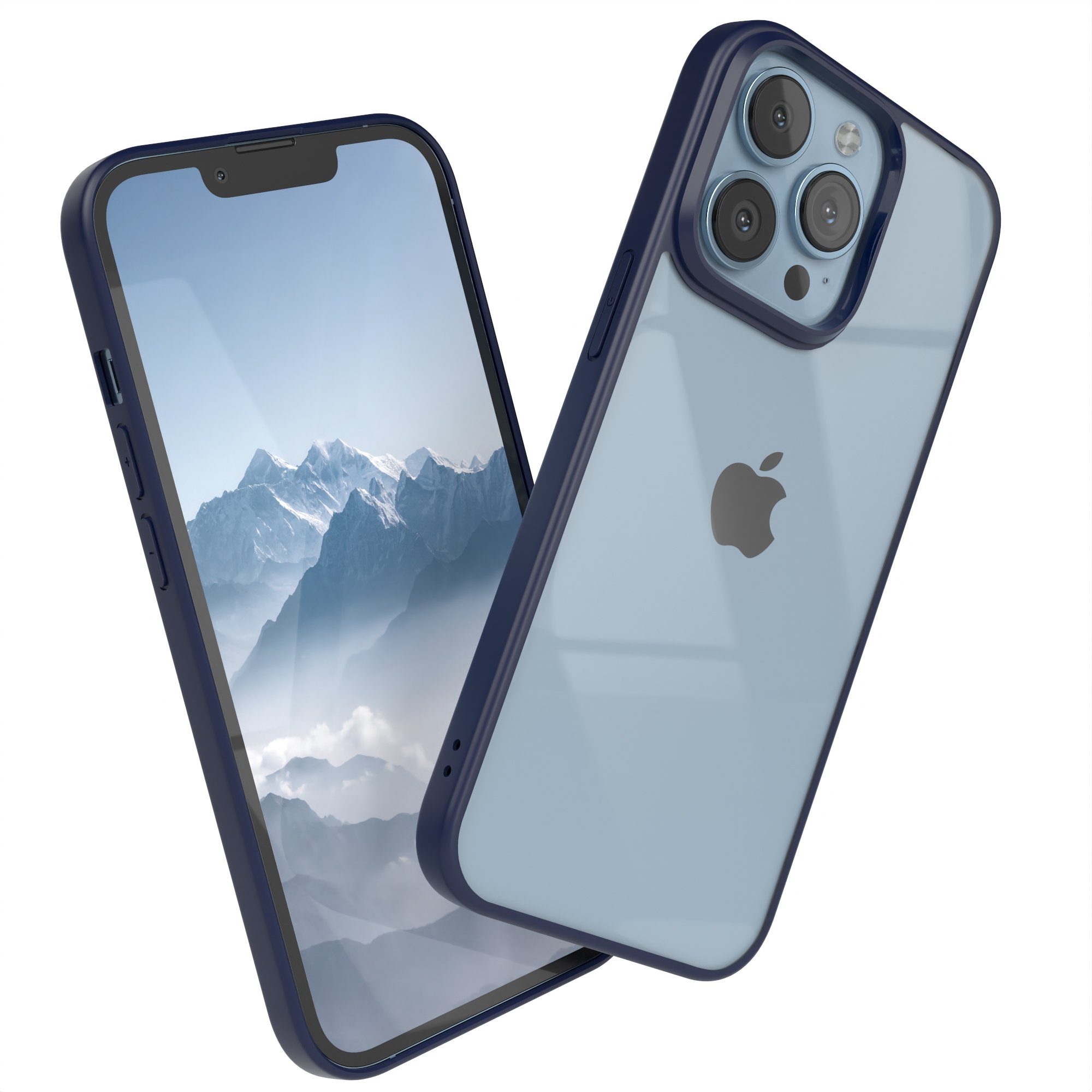 EAZY CASE Handyhülle Bumper Case für Apple iPhone 13 Pro 6,1 Zoll, Handyhülle Dünn mit Kameraschutz Hybrid Handyhülle Rand Nacht Blau