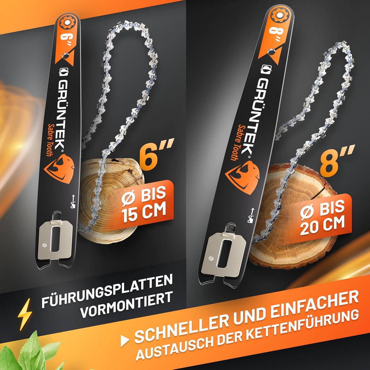 GRÜNTEK Akku-Kettensäge, Ideal als Alternative zur benzinbetriebenen Motorsäge