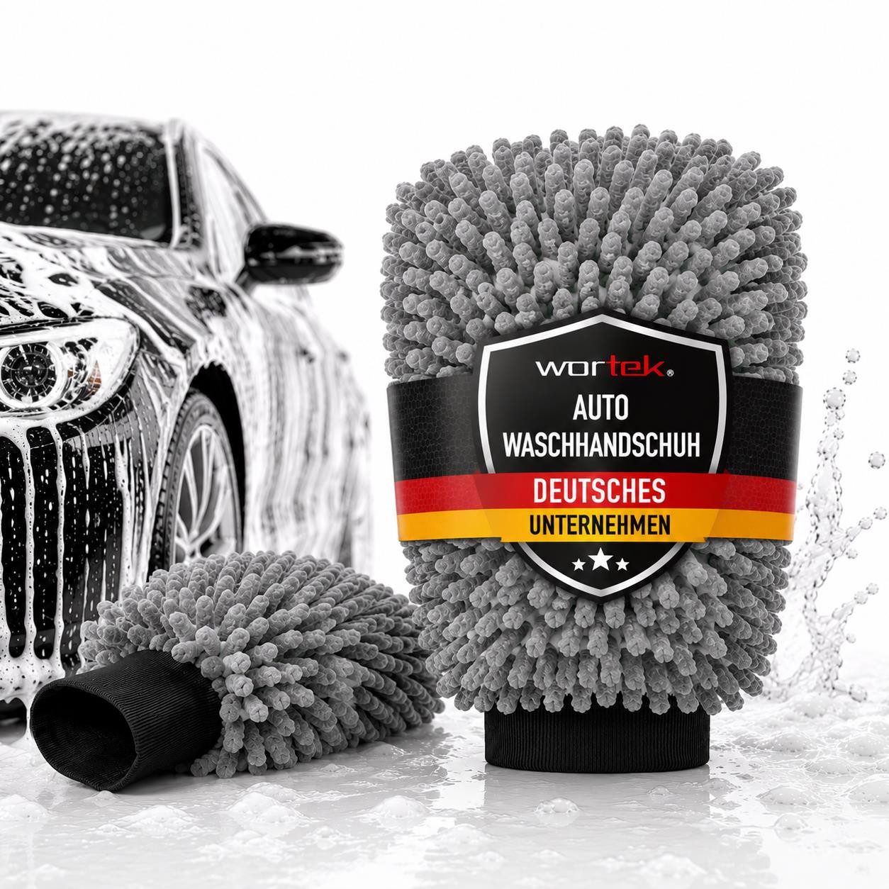 wortek Waschhandschuh Auto Premium Mikrofaser Waschhandschuh Wash Mitt, Saugstark & Lackschonend