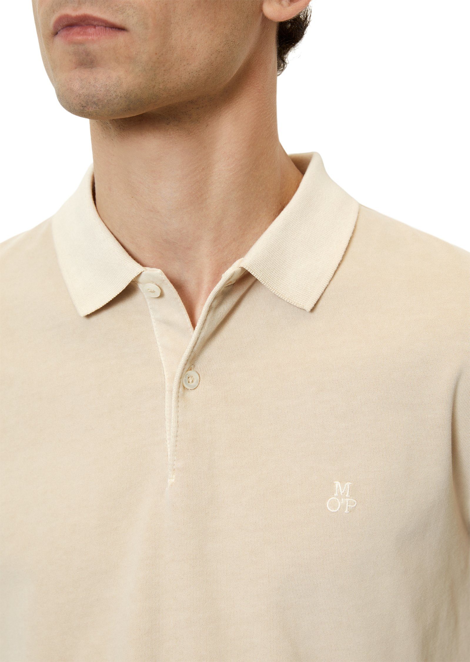 Marc beige schwerer in Soft-Touch-Jersey-Qualität O'Polo Langarm-Poloshirt