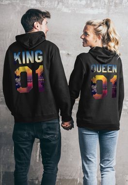 Couples Shop Kapuzenpullover KING & QUEEN Hoodie Pullover für Paare mit modischem Print