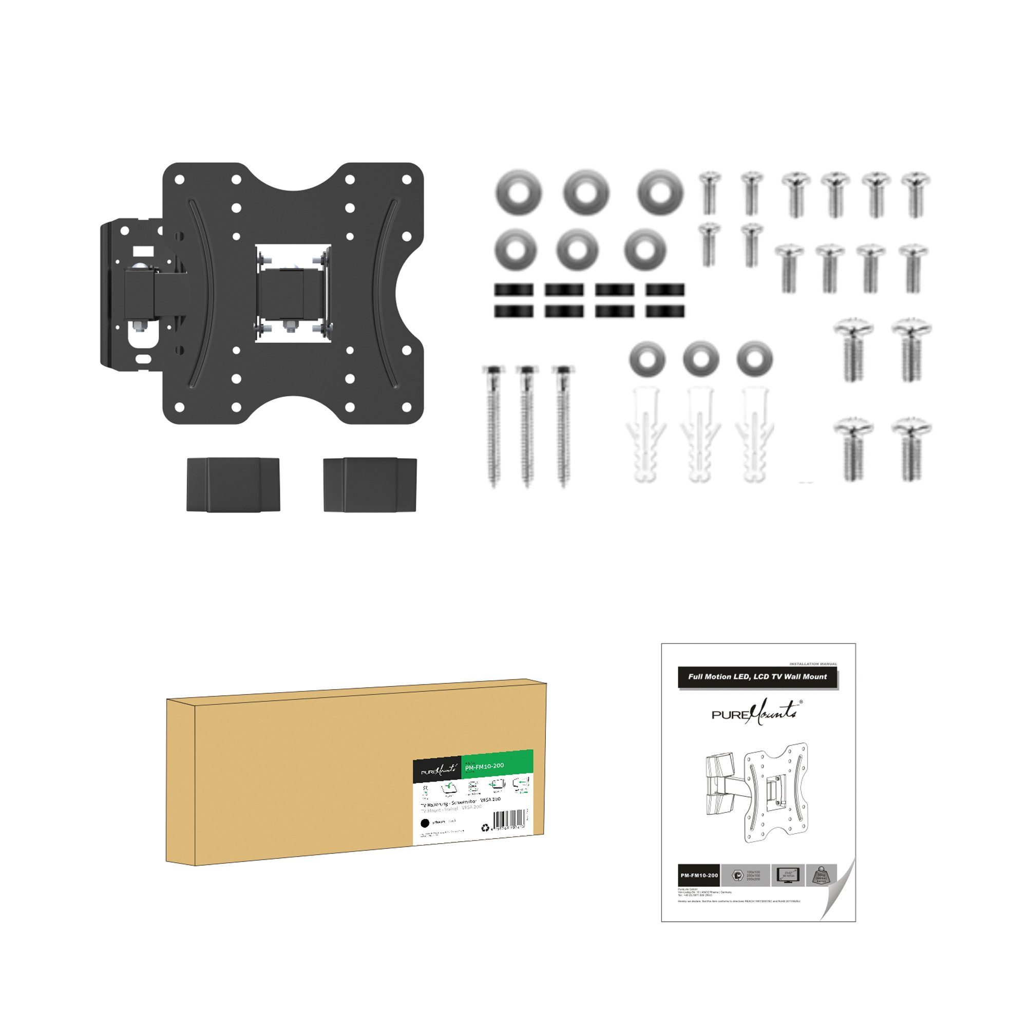 PureMounts TV-Wandhalterung PureMounts PM-FM10-200 - Neigbare und schwenkbare TV / Monitor Wandhal – Bild 5 von 5