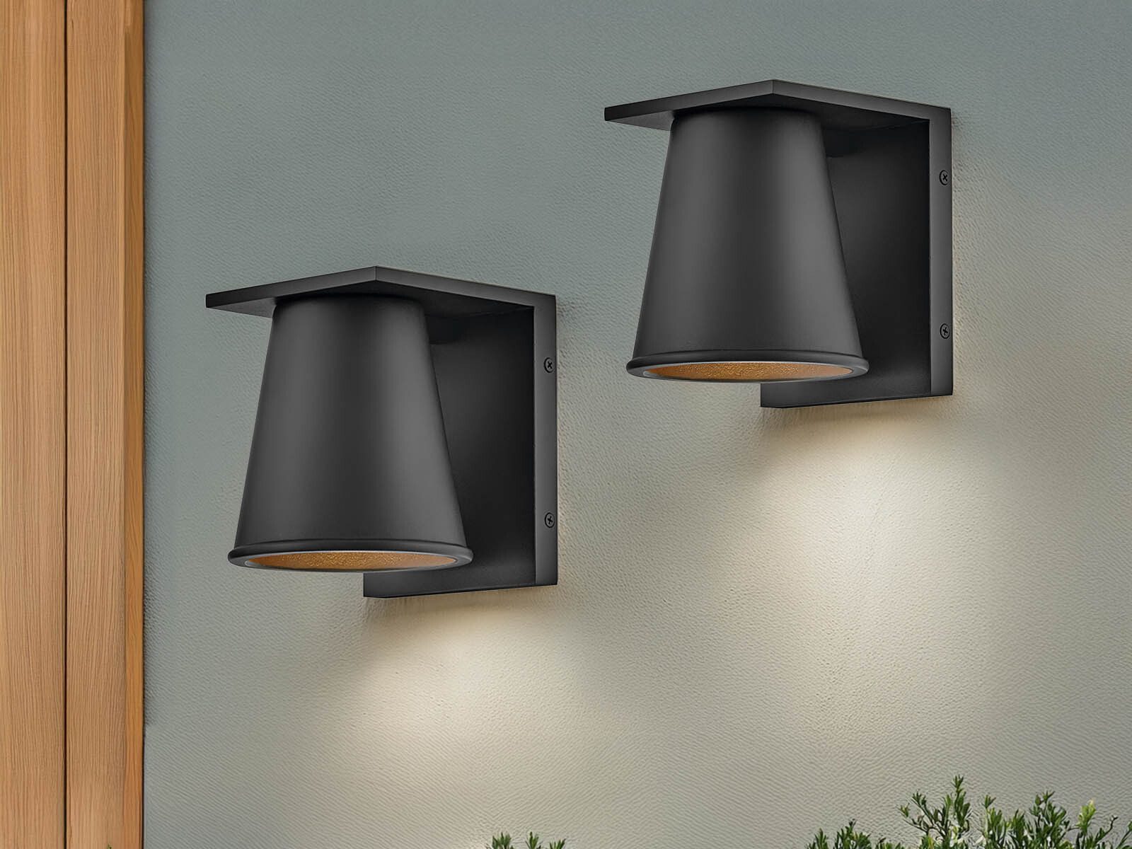 HINKLEY Lighting LED Außen-Wandleuchte, LED wechselbar, Warmweiß, 2er-SET kleine Wand Außenleuchten Wetter & Salzluftresistent H: 15,5cm