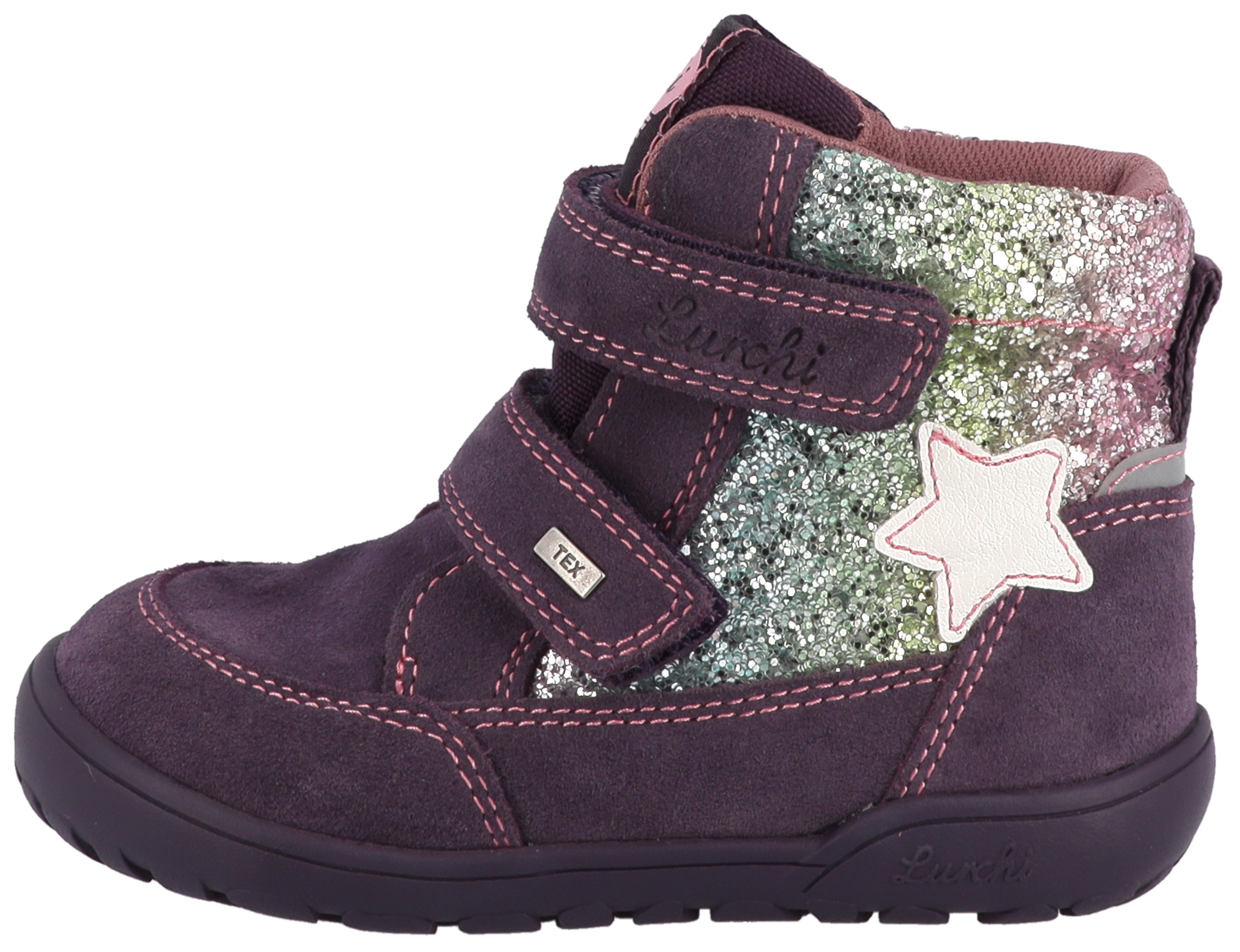 Lurchi Jili Barefoot-TEX Barfußschuh Winterboots, Glitzer mit Farbverlauf, Größenschablone zum Download
