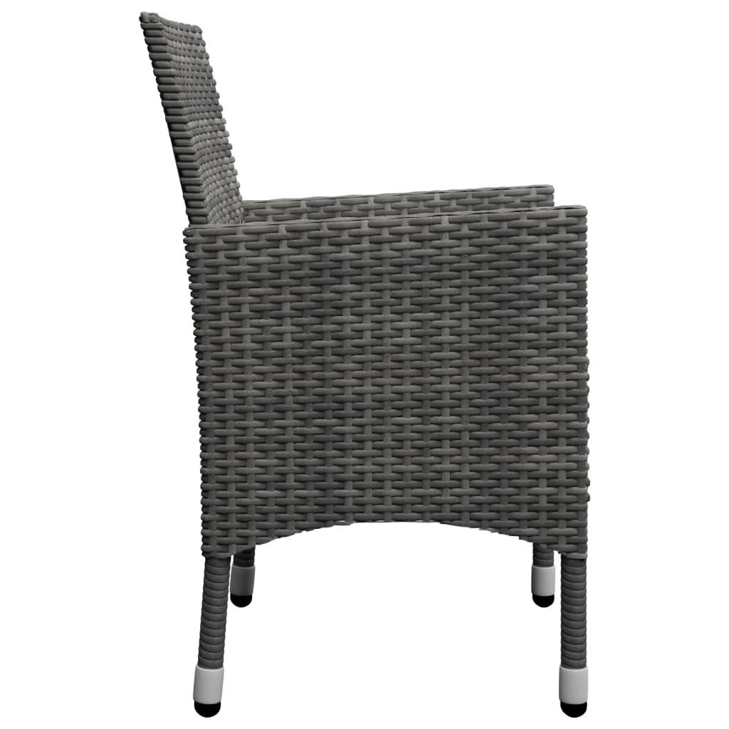 vidaXL Gartenlounge-Set 3-tlg. Bistro-Set Poly Rattan und Hartglas Grau, (1-tlg)