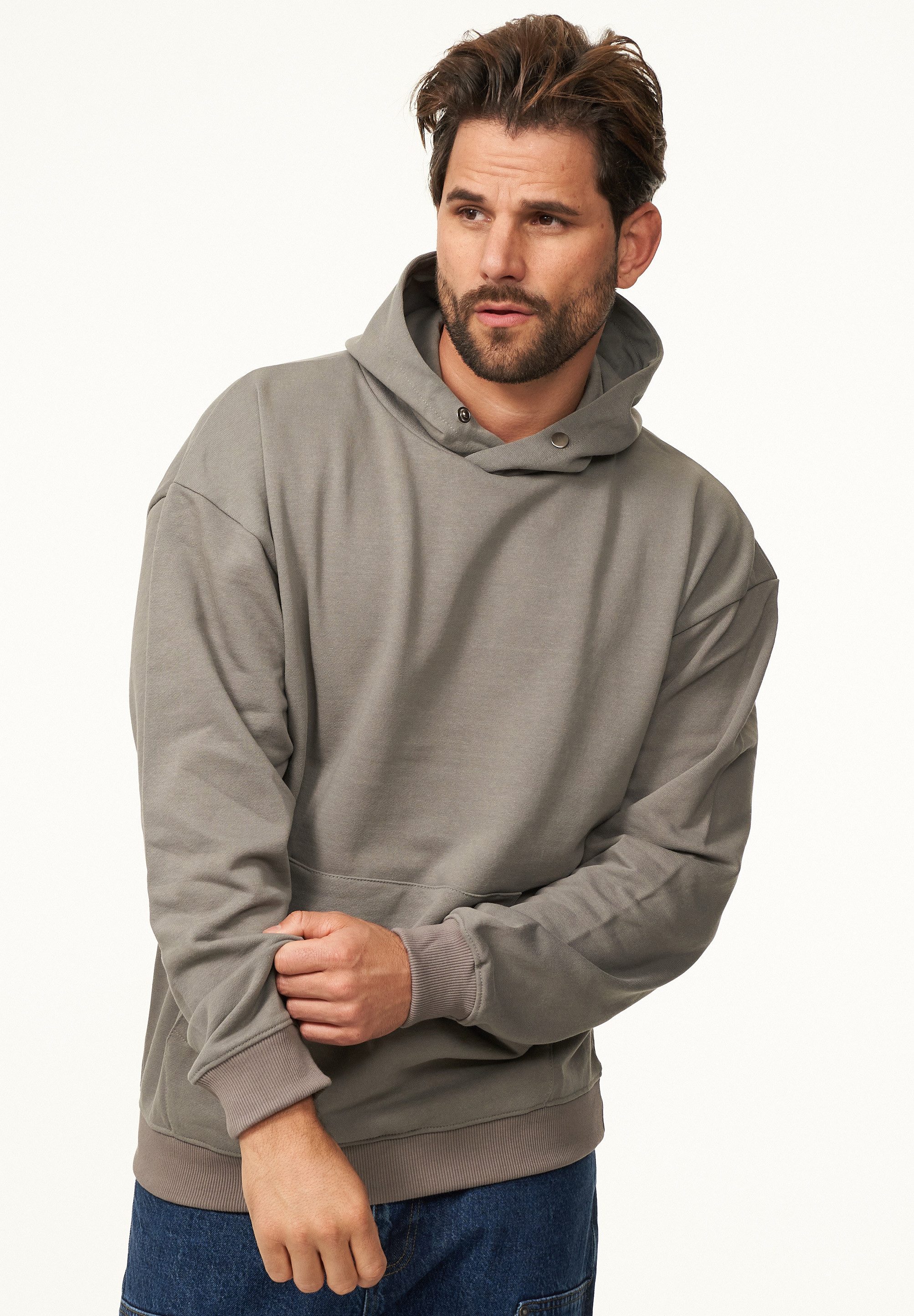 SOULSTAR Hoodie S2OSAN Herren Oversize Kapuzenpullover mit Button Pullover Sweater