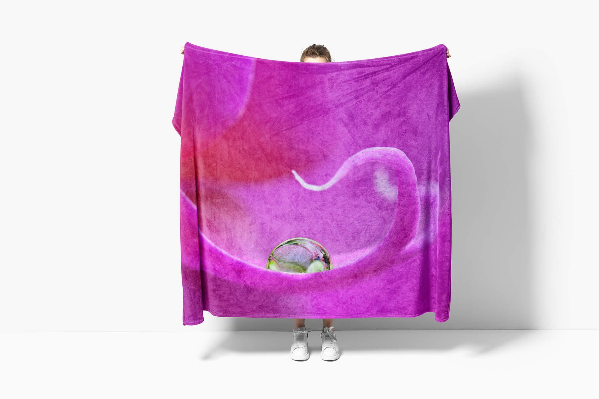 Saunatuch Wassertropfe, Handtuch Strandhandtuch (1-St), Baumwolle-Polyester-Mix Handtücher Handtuch Sinus mit Kuscheldecke Fotomotiv Art Blüte