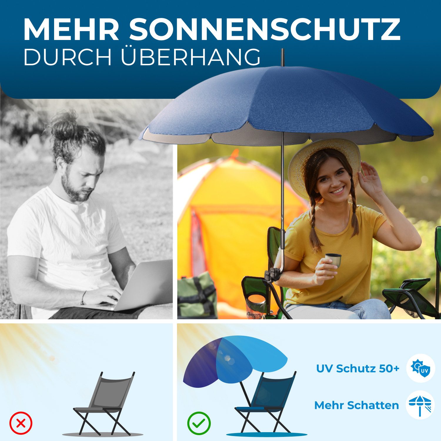 Styngard Sonnenschirm Stuhl Sonnenschirm für Liegestuhl günstig online kaufen