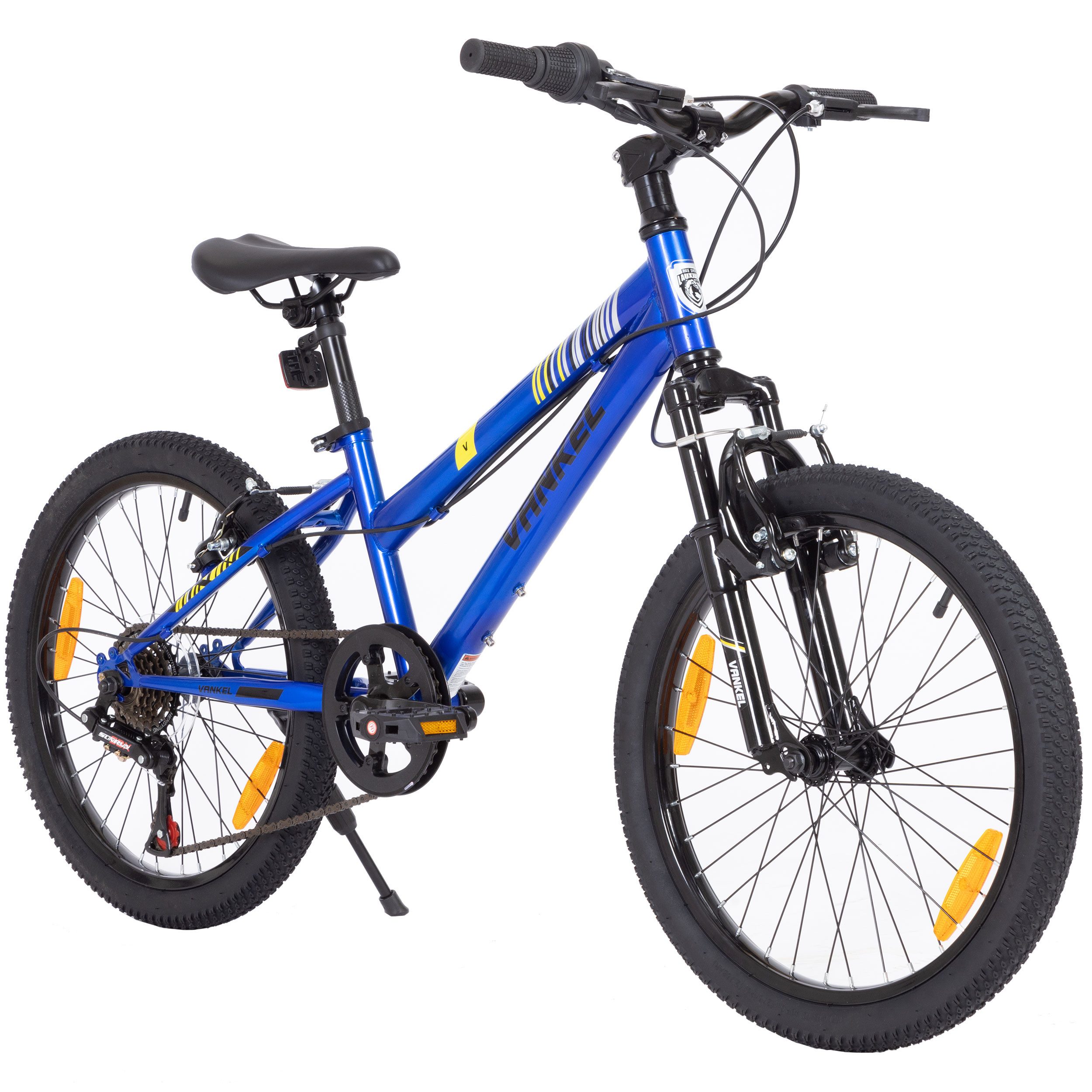 ROMICO Kinderfahrrad 20 Zoll Kinder-MTB mit 6-Gang, Federgabel & V-Brakes, 6 Gang, Kettenschaltung, Drehgriffschaltung, Schutzbleche, Reflektoren, Seitenständer, Freizeit