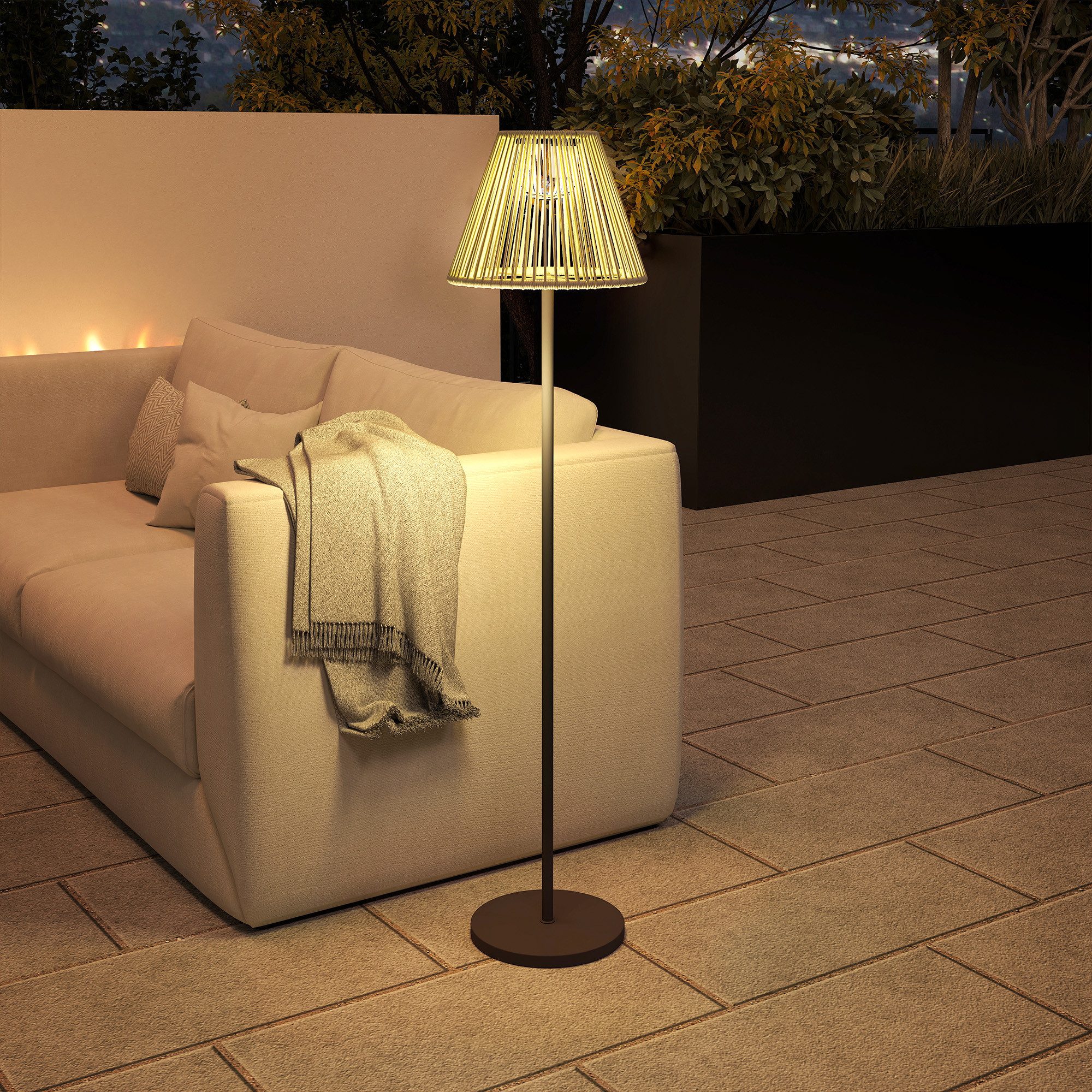 ANTEN LED Stehlampe Solarlampen Rattan Solar günstig online kaufen