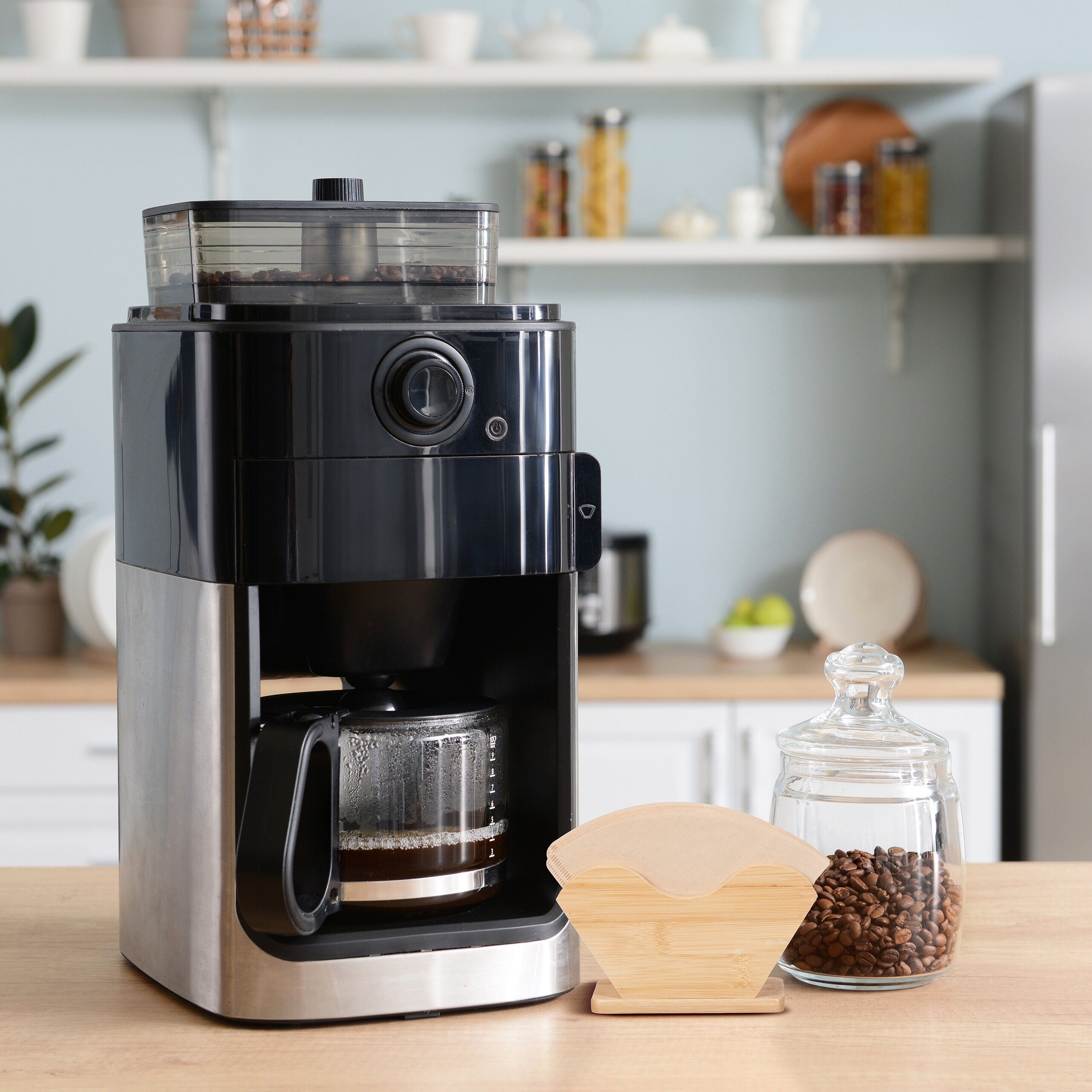 relaxdays Papierfilter Kaffeefilterhalter aus Bambus, Bambus