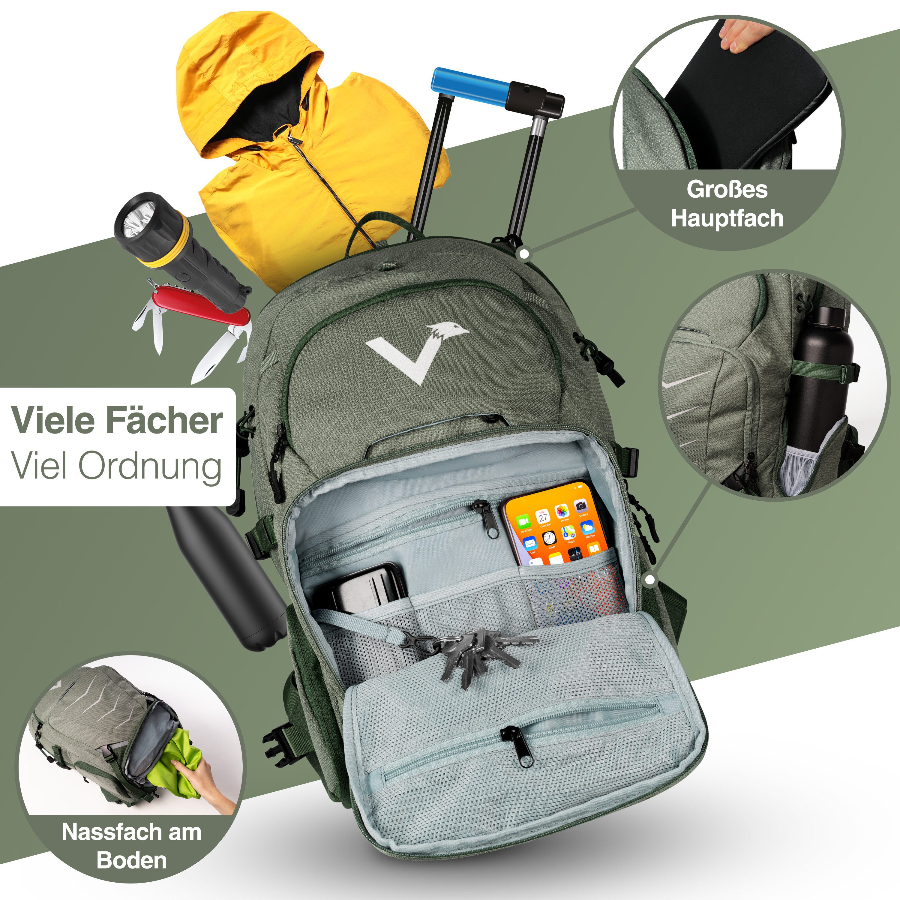 Valkental Wanderrucksack Fahrradrucksack & Outdoor Rucksack (2-tlg), wasserdicht & atmungsaktiv 22 L – Bild 3 von 5